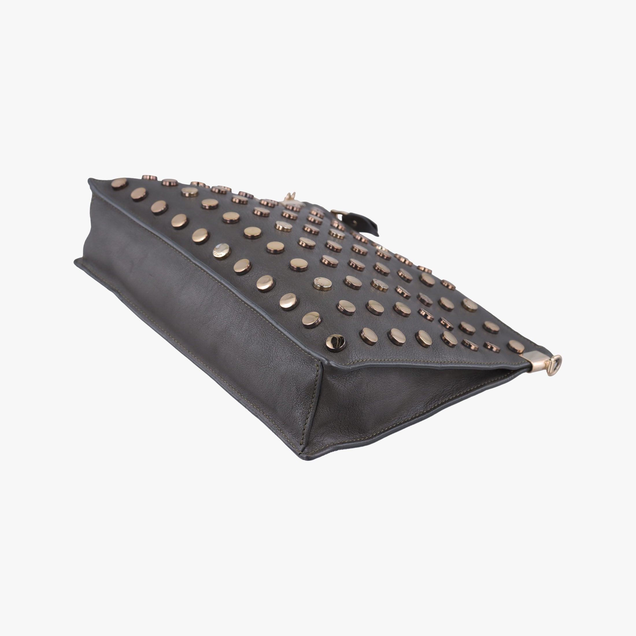 Pre-owned VERSACE Studded Medusa Green Leather  shoulderbag | stylenewstar