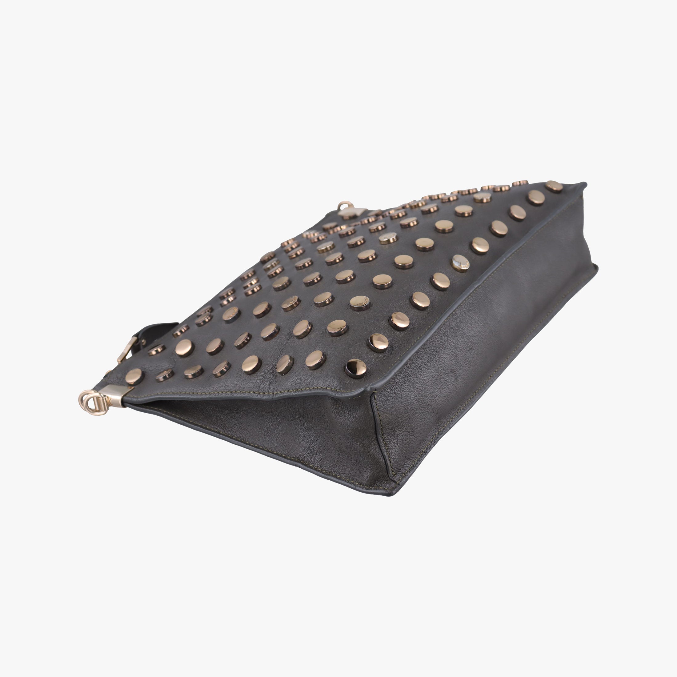 Pre-owned VERSACE Studded Medusa Green Leather  shoulderbag | stylenewstar
