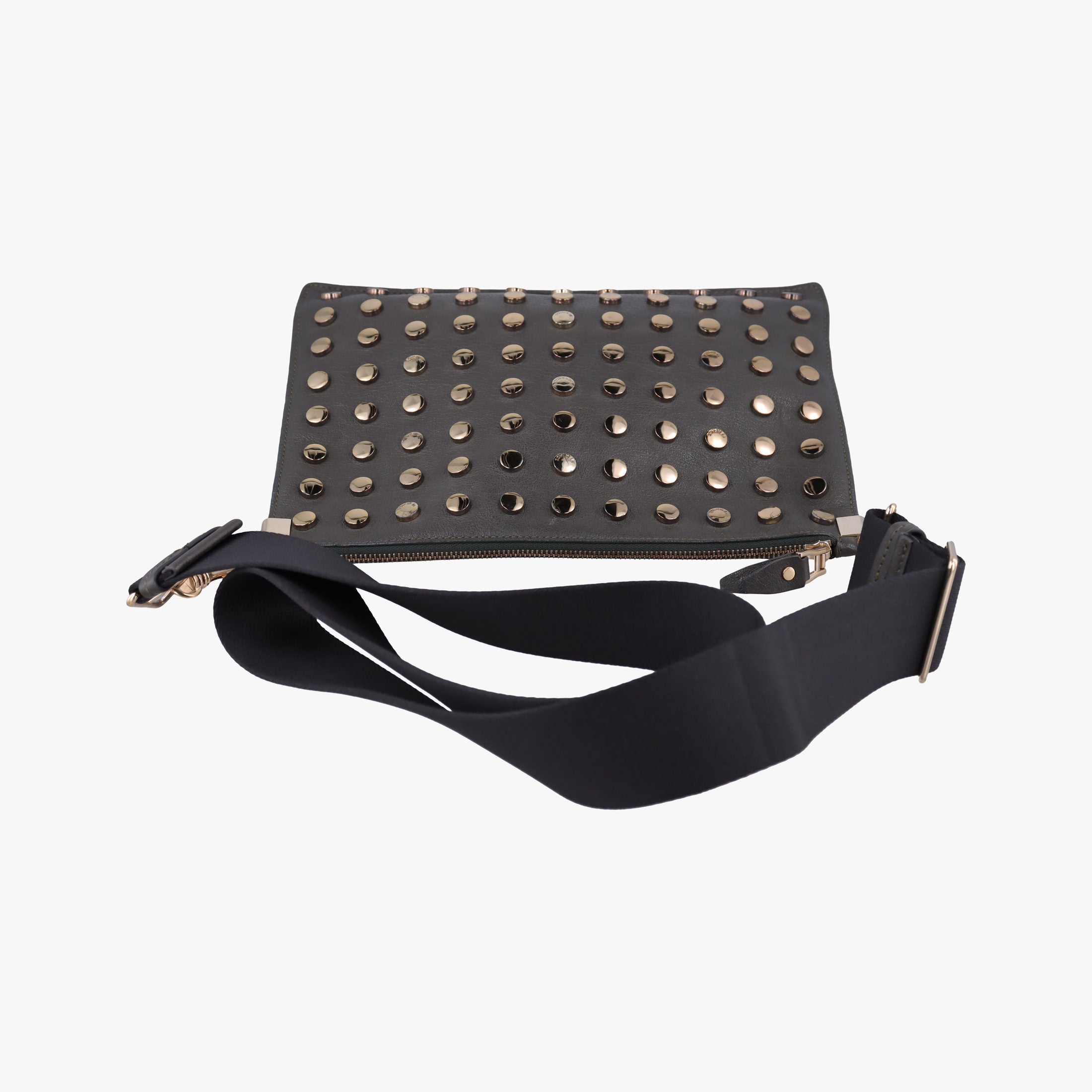 Pre-owned VERSACE Studded Medusa Green Leather  shoulderbag | stylenewstar