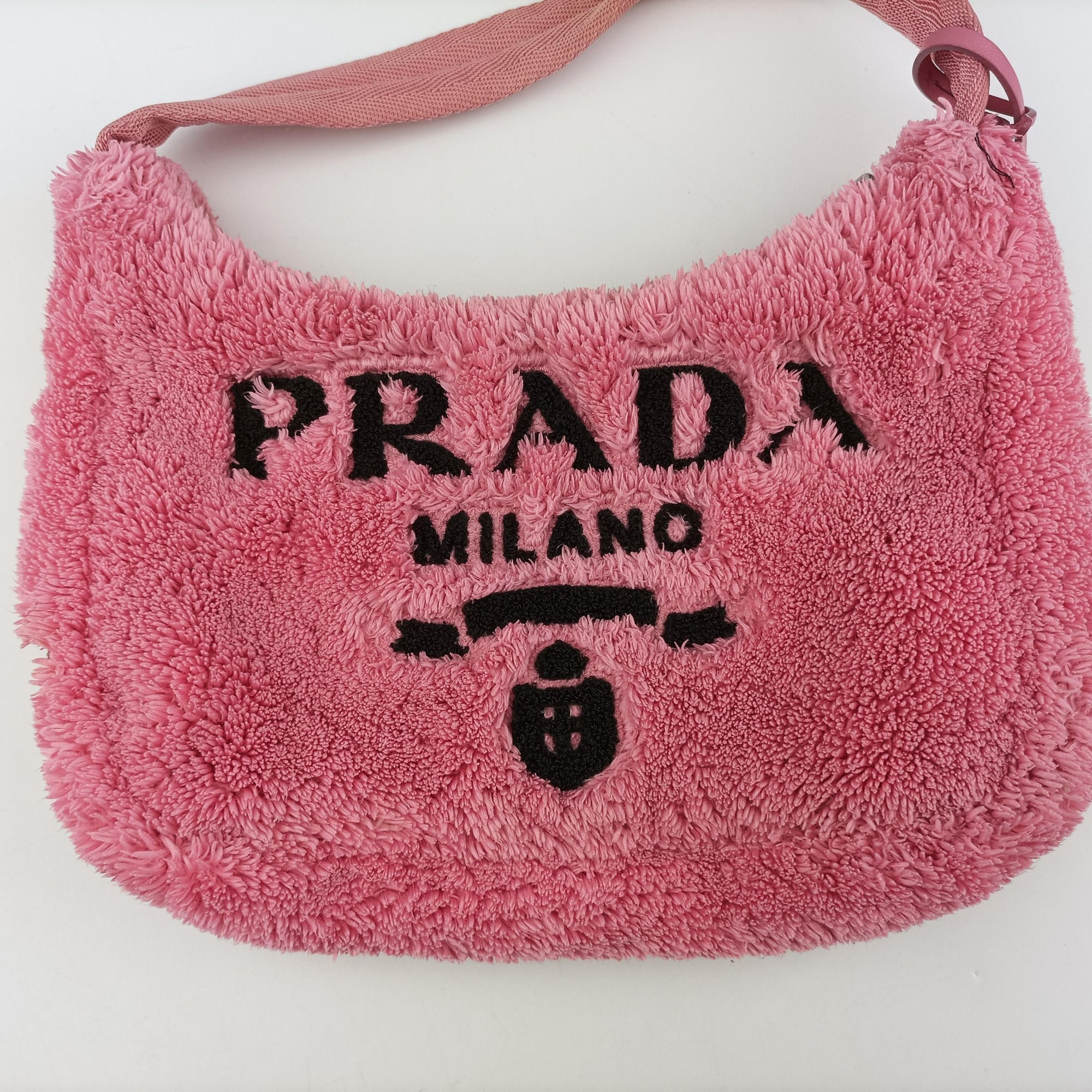 Vintage Prada Re-Edition2000 Pink Terry cloth 1NE515 handbag | stylenewstar