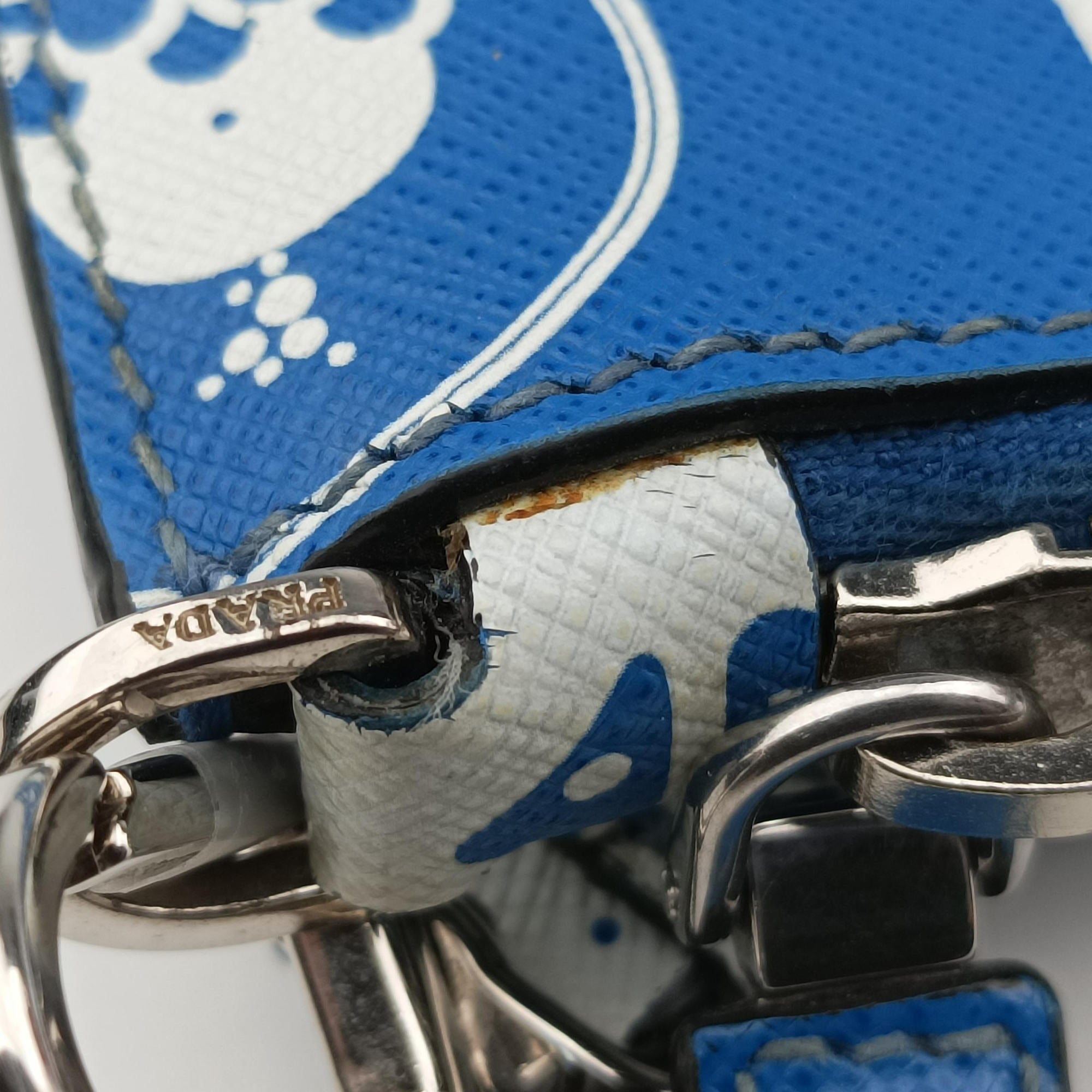Secondhand Prada Marine Taste Blue Saffiano leather  shoulderbag | stylenewstar