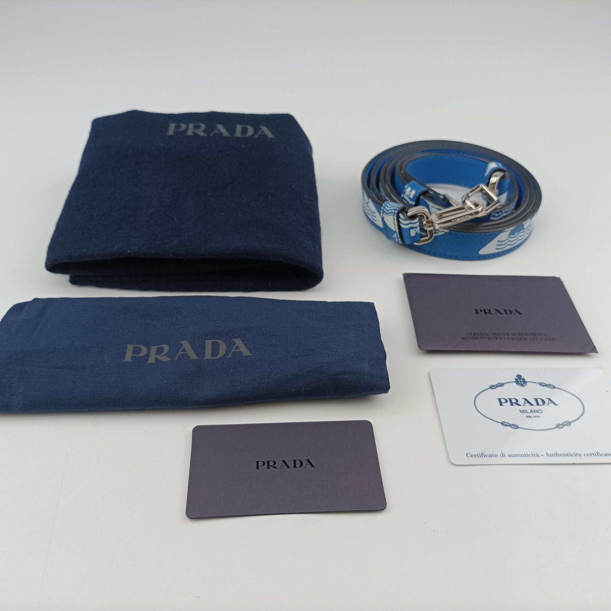 Secondhand Prada Marine Taste Blue Saffiano leather  shoulderbag | stylenewstar