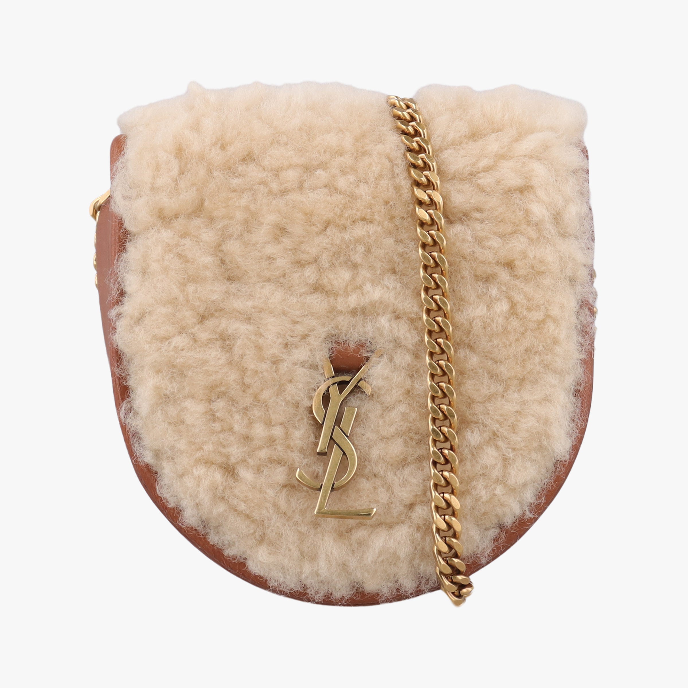 Secondhand Yves Saint Laurent Le K Baby Satchel Brown Shearling x Leather 657818 shoulderbag | stylenewstar