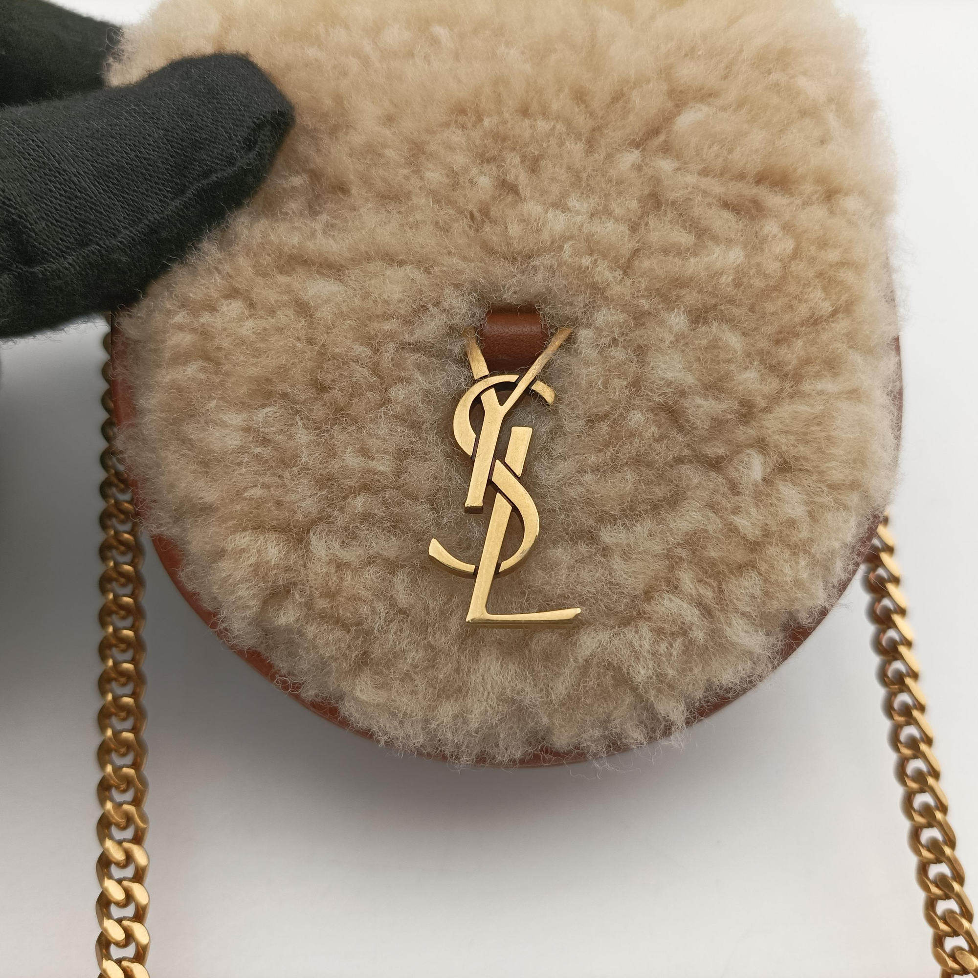 Secondhand Yves Saint Laurent Le K Baby Satchel Brown Shearling x Leather 657818 shoulderbag | stylenewstar