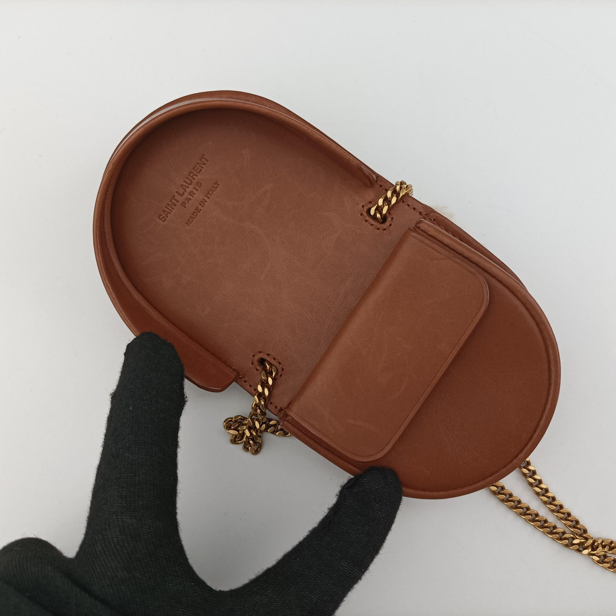 Secondhand Yves Saint Laurent Le K Baby Satchel Brown Shearling x Leather 657818 shoulderbag | stylenewstar