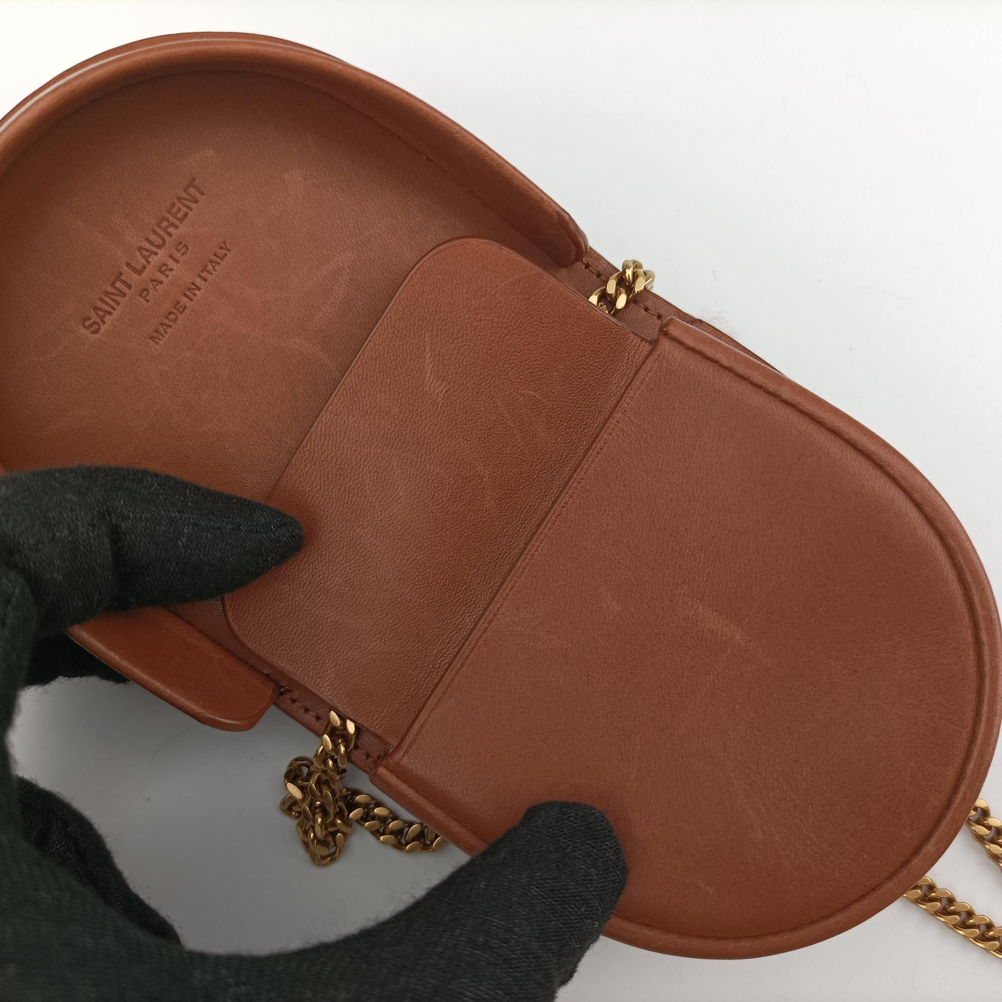 Secondhand Yves Saint Laurent Le K Baby Satchel Brown Shearling x Leather 657818 shoulderbag | stylenewstar