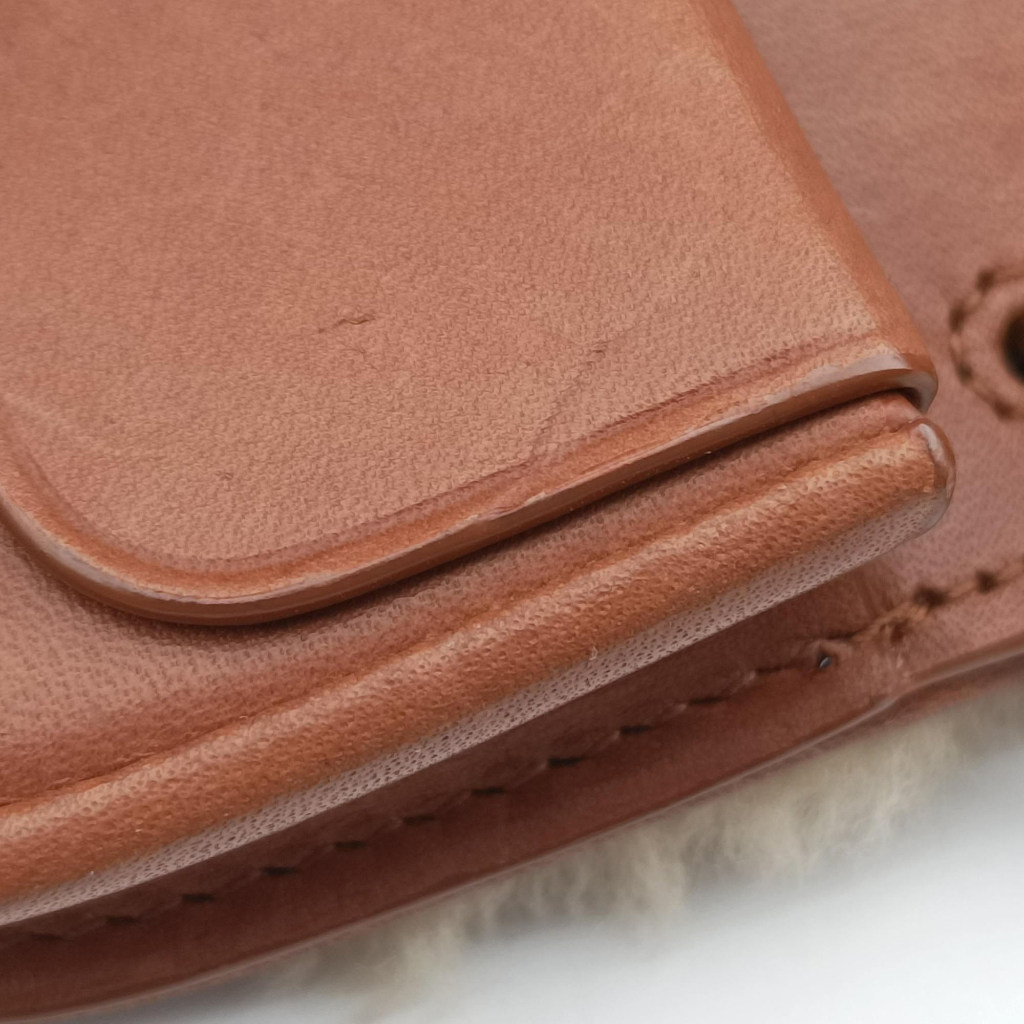 Secondhand Yves Saint Laurent Le K Baby Satchel Brown Shearling x Leather 657818 shoulderbag | stylenewstar