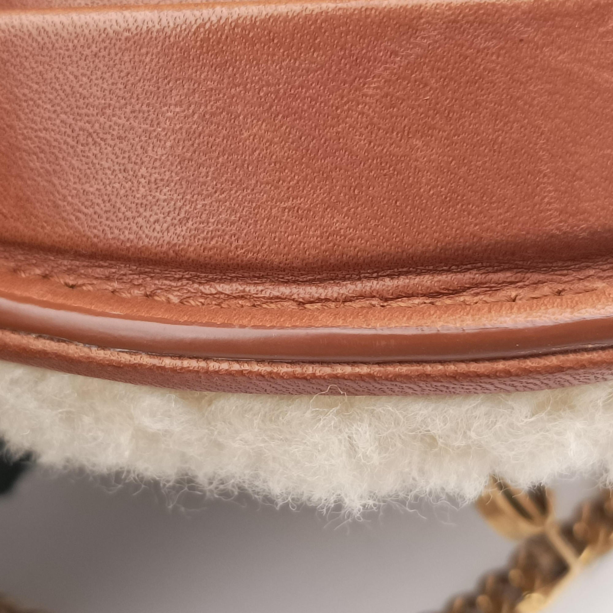 Secondhand Yves Saint Laurent Le K Baby Satchel Brown Shearling x Leather 657818 shoulderbag | stylenewstar