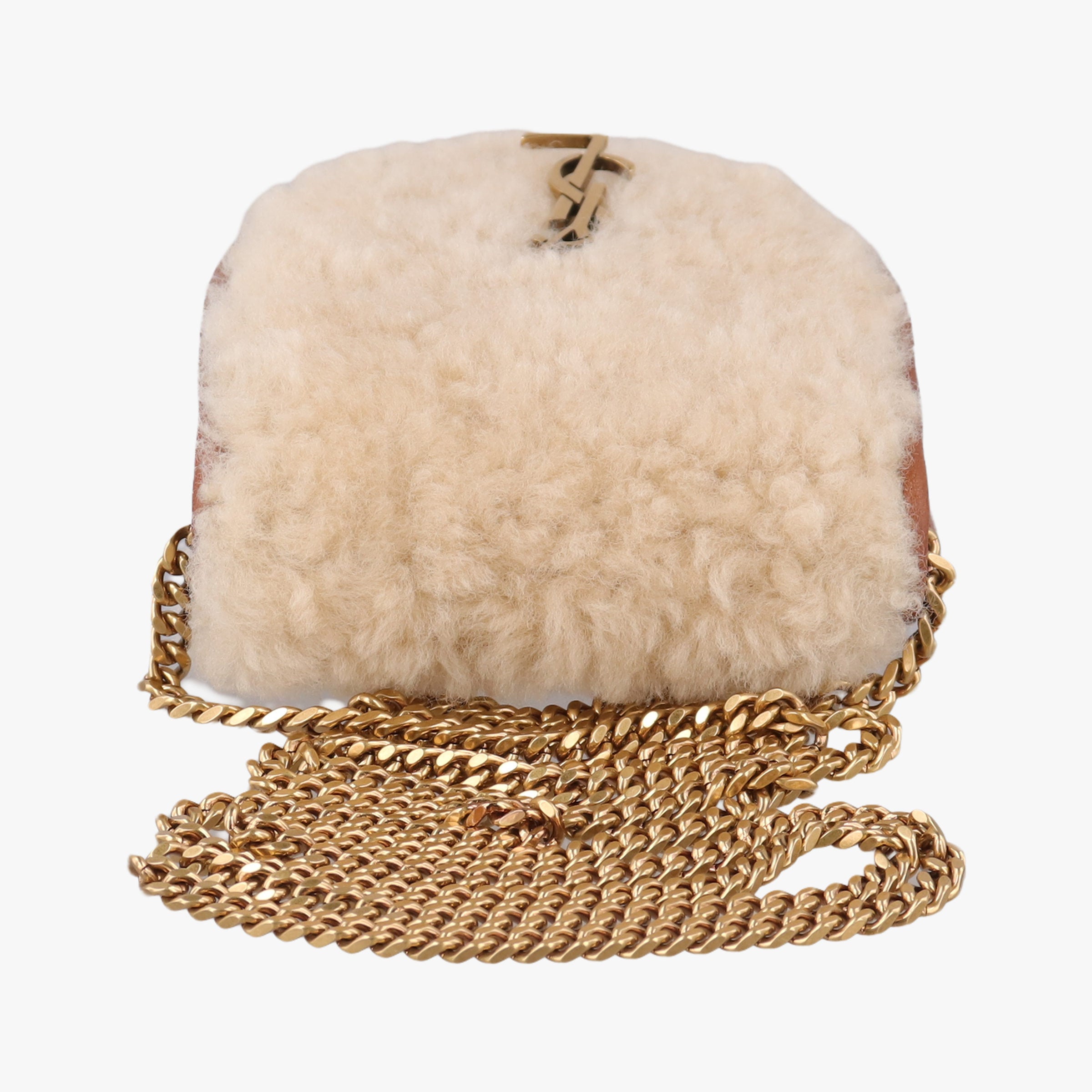Secondhand Yves Saint Laurent Le K Baby Satchel Brown Shearling x Leather 657818 shoulderbag | stylenewstar