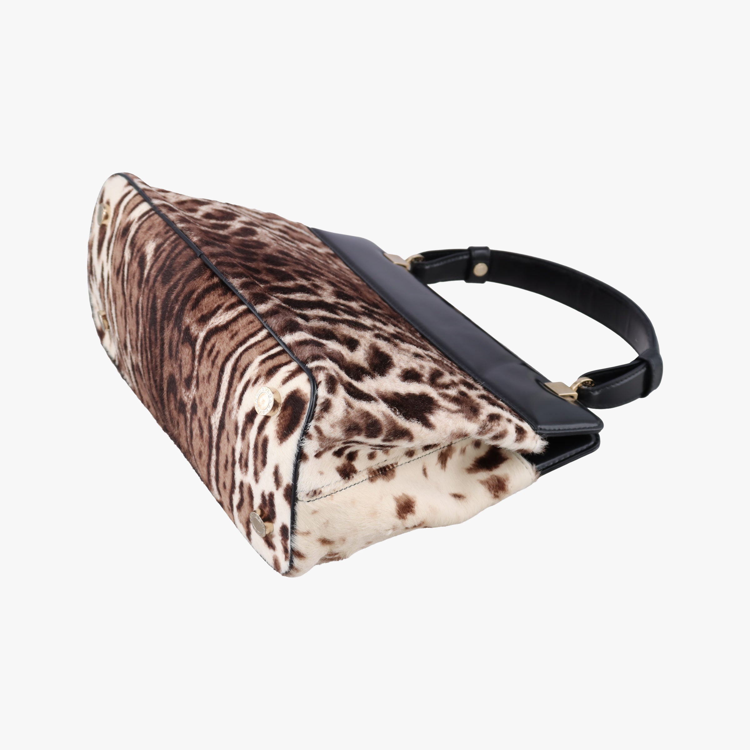Secondhand Bvlgari Leopard Print Black Leather× Fur  shoulderbag | stylenewstar