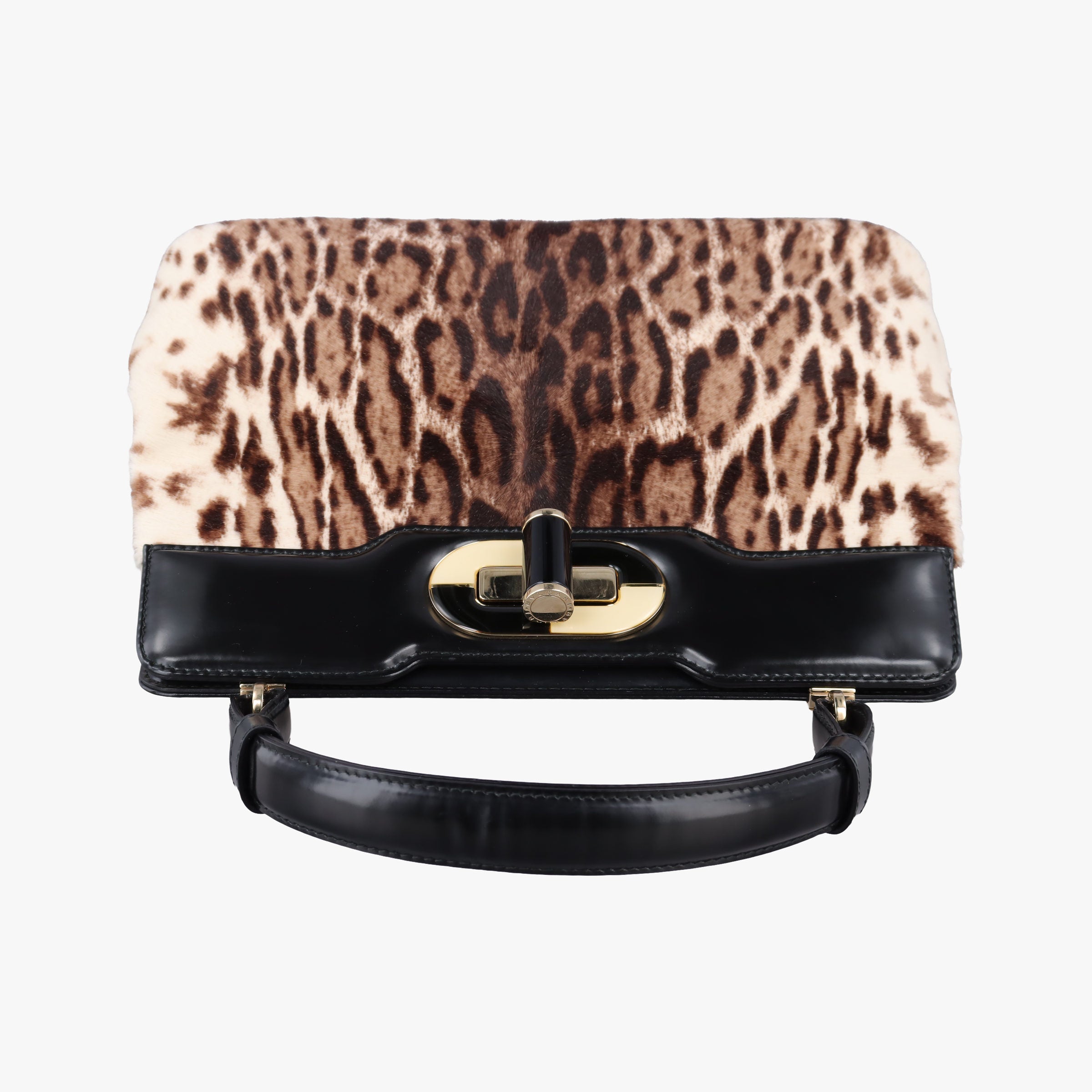 Secondhand Bvlgari Leopard Print Black Leather× Fur  shoulderbag | stylenewstar