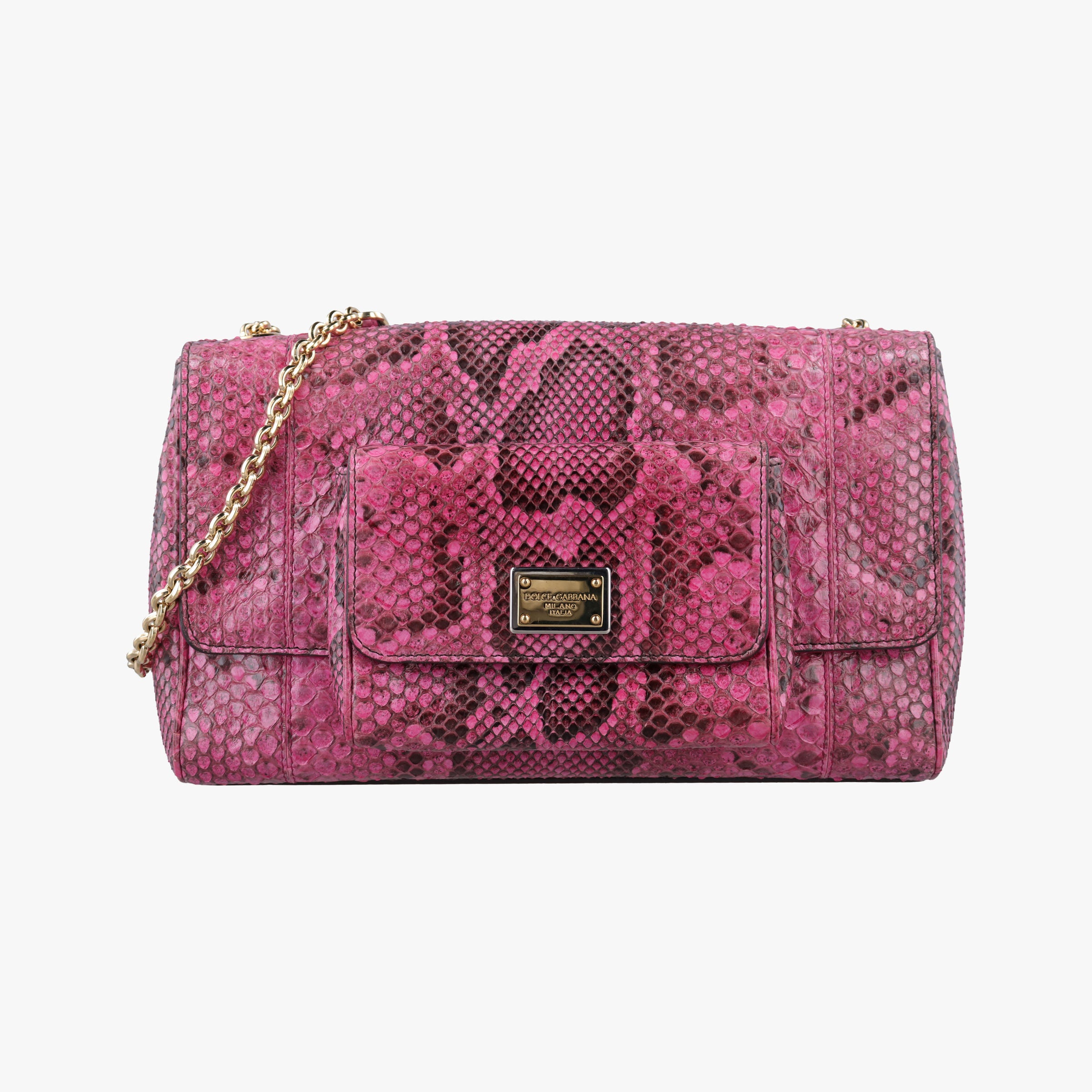 Pre-owned Dolce & Gabbana Exotic Leather Sicily Red×Black snakeskin  shoulderbag | stylenewstar
