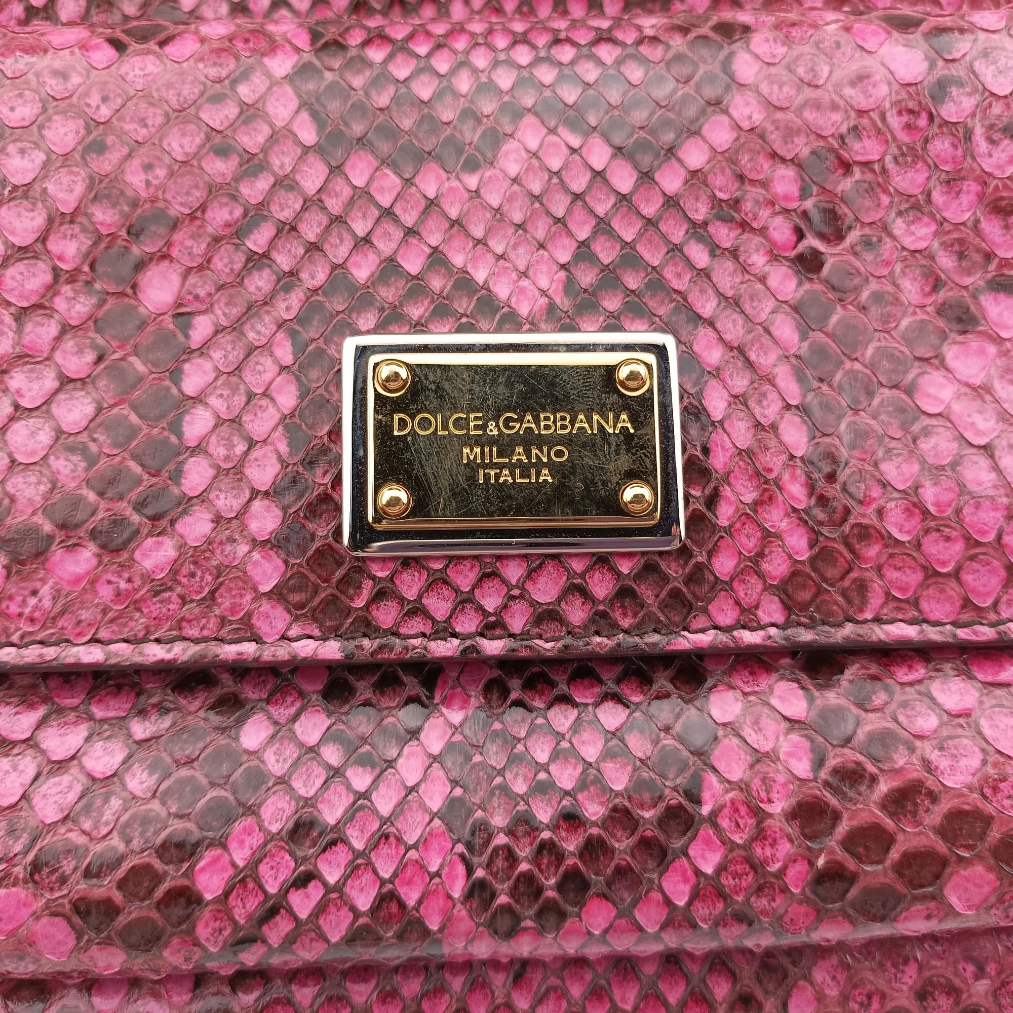 Pre-owned Dolce & Gabbana Exotic Leather Sicily Red×Black snakeskin  shoulderbag | stylenewstar
