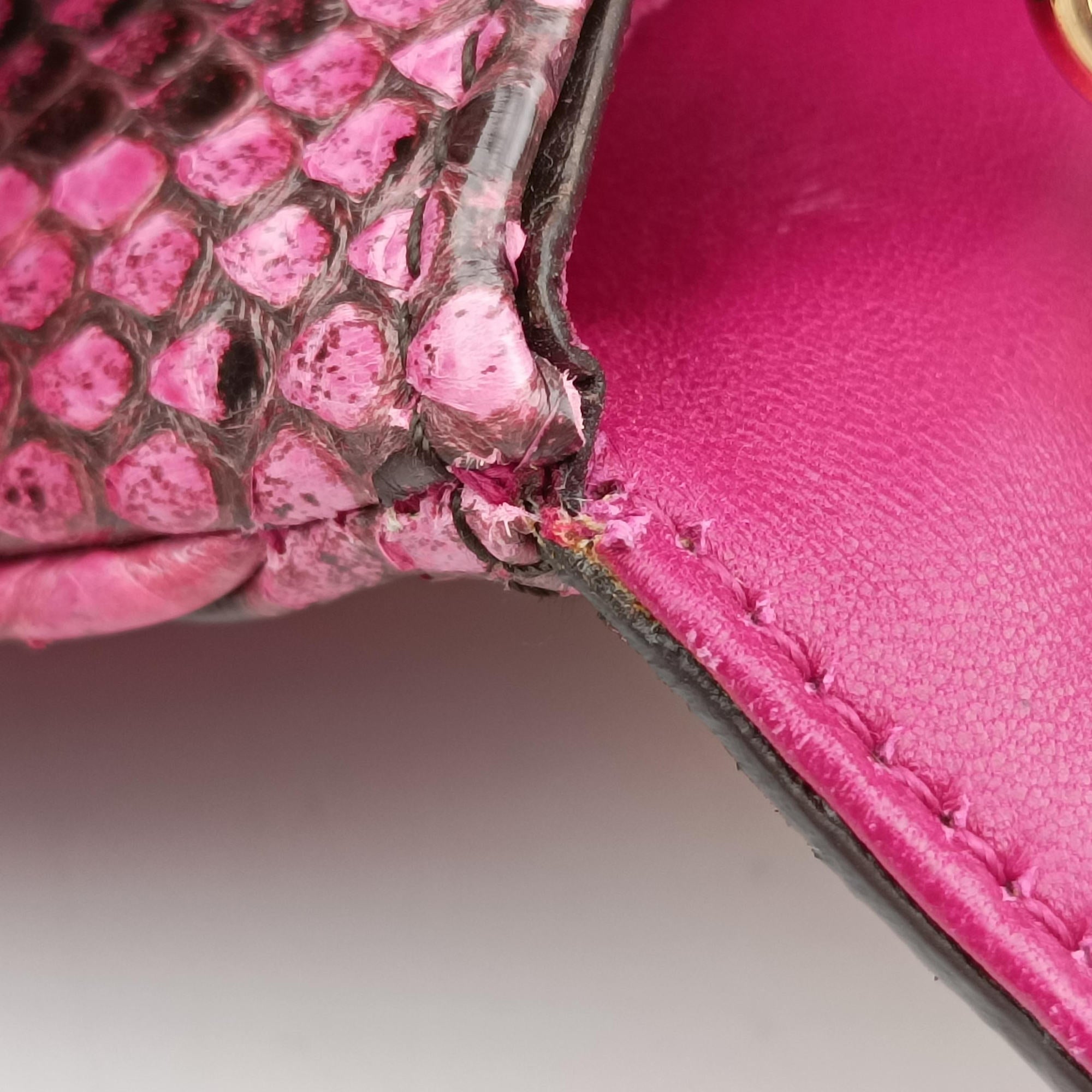 Pre-owned Dolce & Gabbana Exotic Leather Sicily Red×Black snakeskin  shoulderbag | stylenewstar