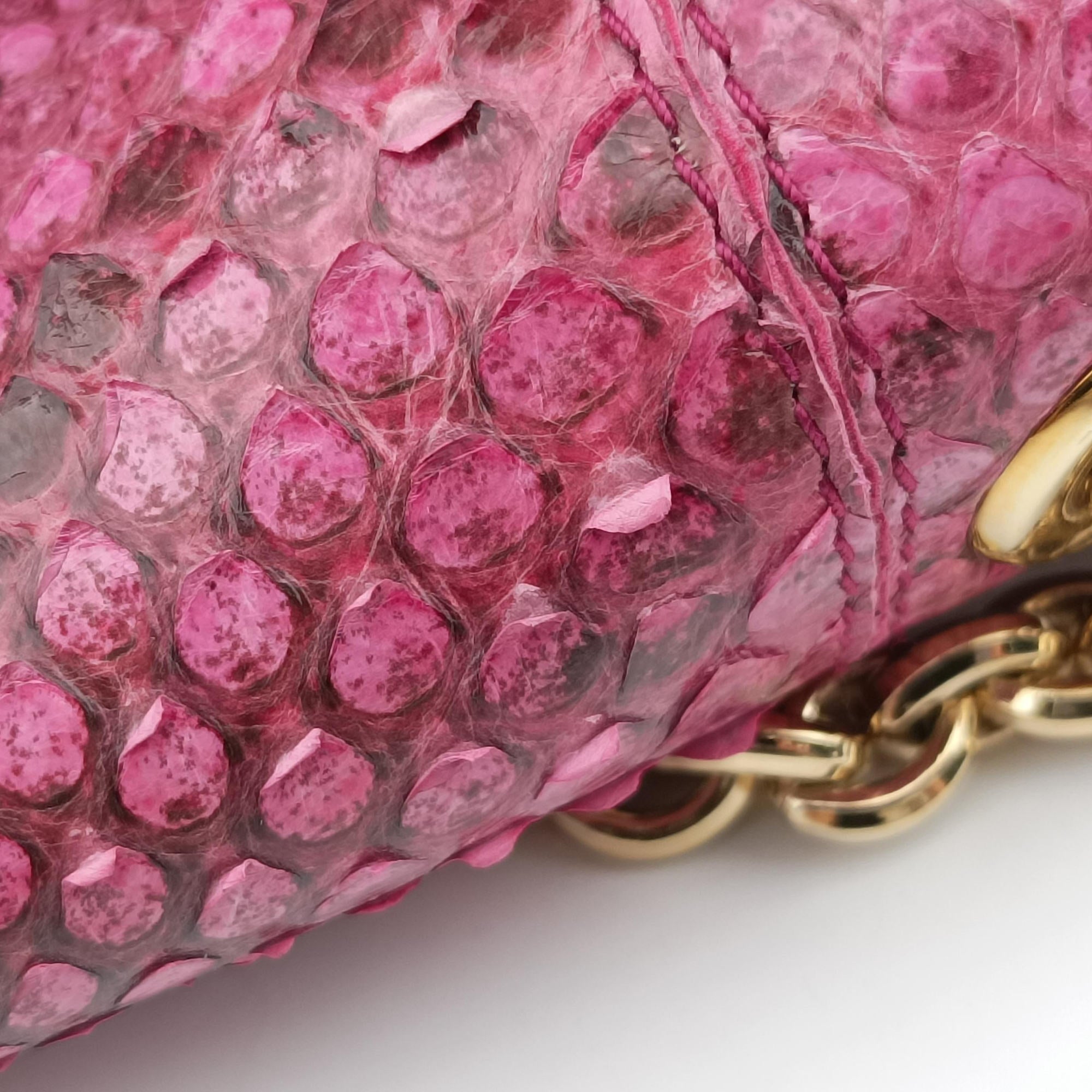 Pre-owned Dolce & Gabbana Exotic Leather Sicily Red×Black snakeskin  shoulderbag | stylenewstar