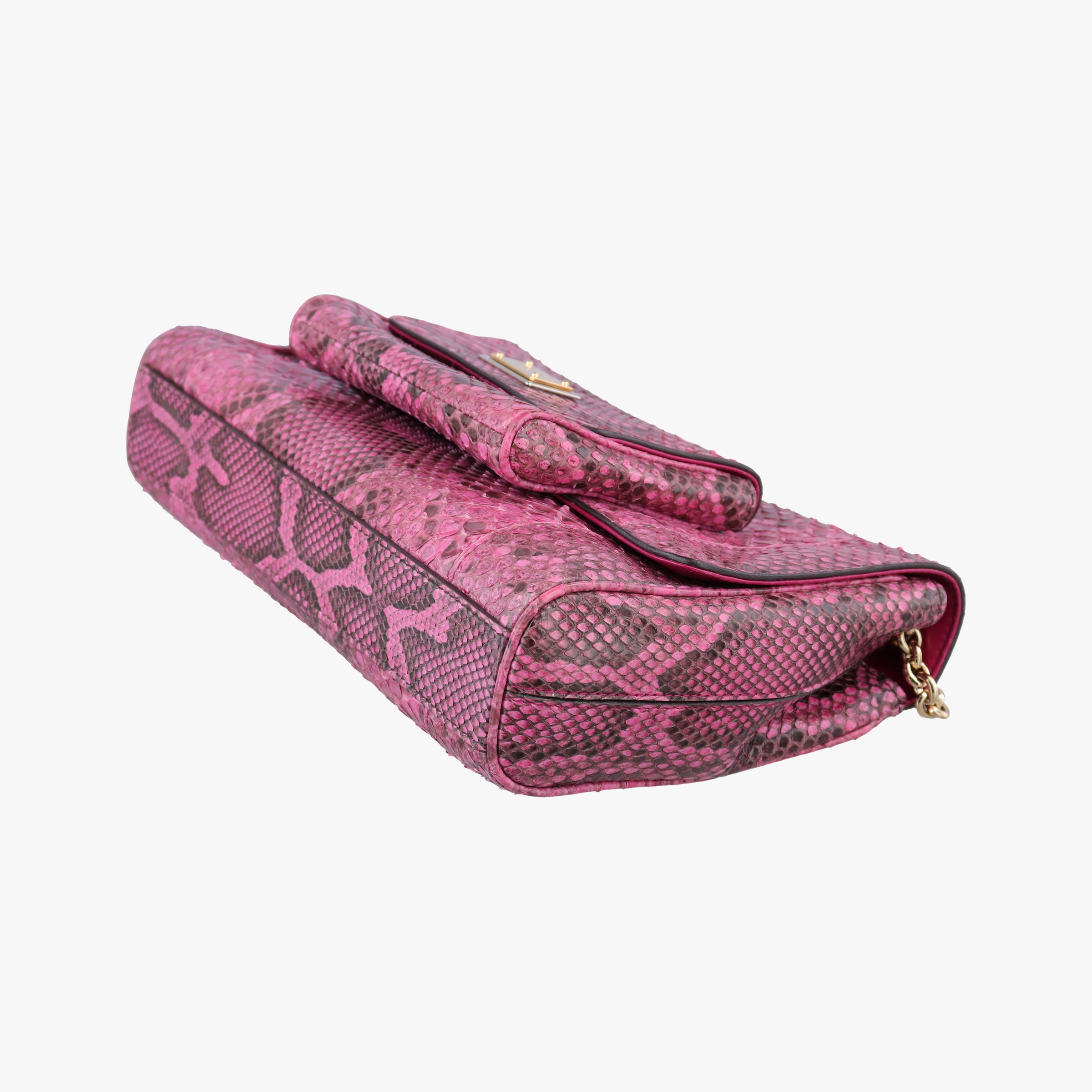 Pre-owned Dolce & Gabbana Exotic Leather Sicily Red×Black snakeskin  shoulderbag | stylenewstar