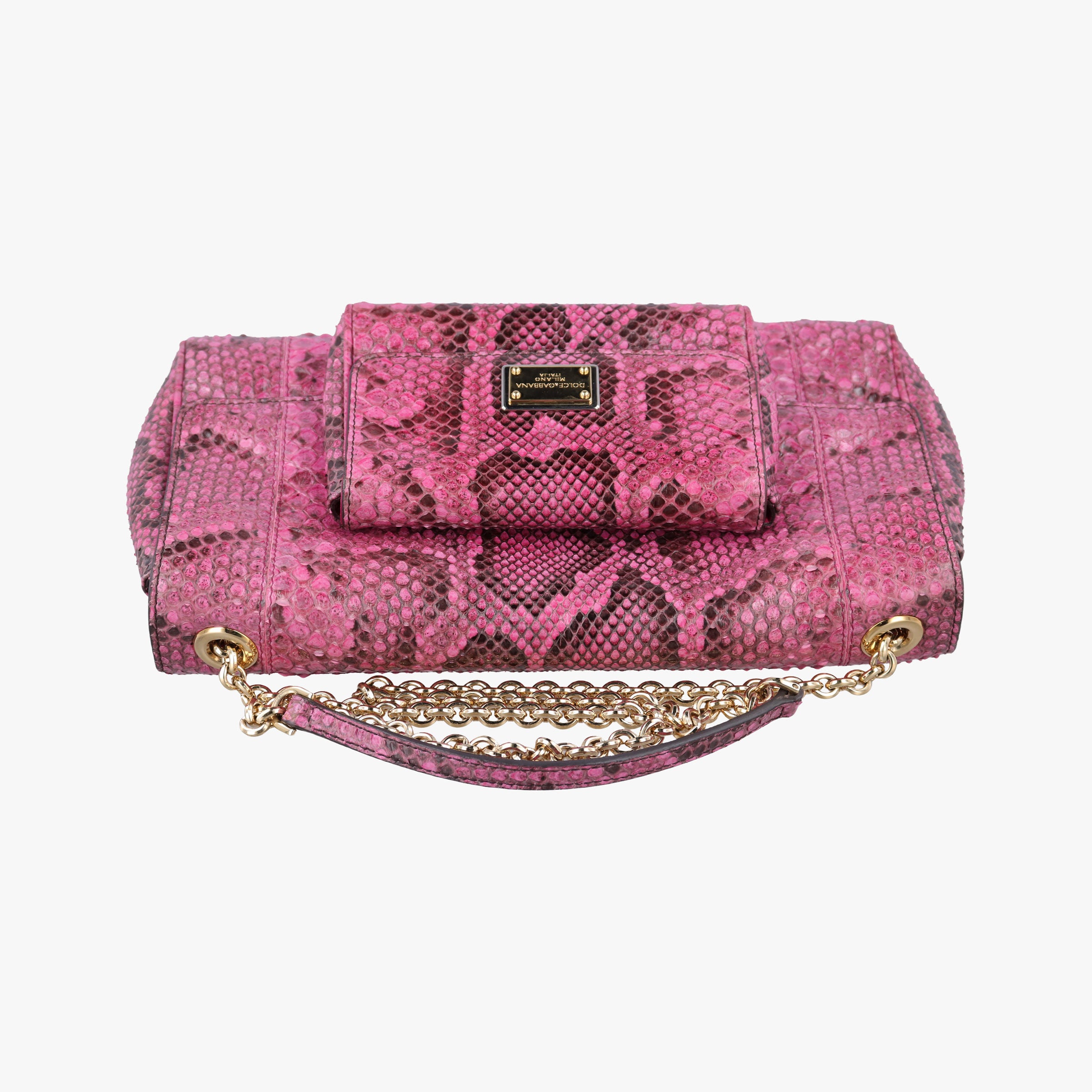 Pre-owned Dolce & Gabbana Exotic Leather Sicily Red×Black snakeskin  shoulderbag | stylenewstar