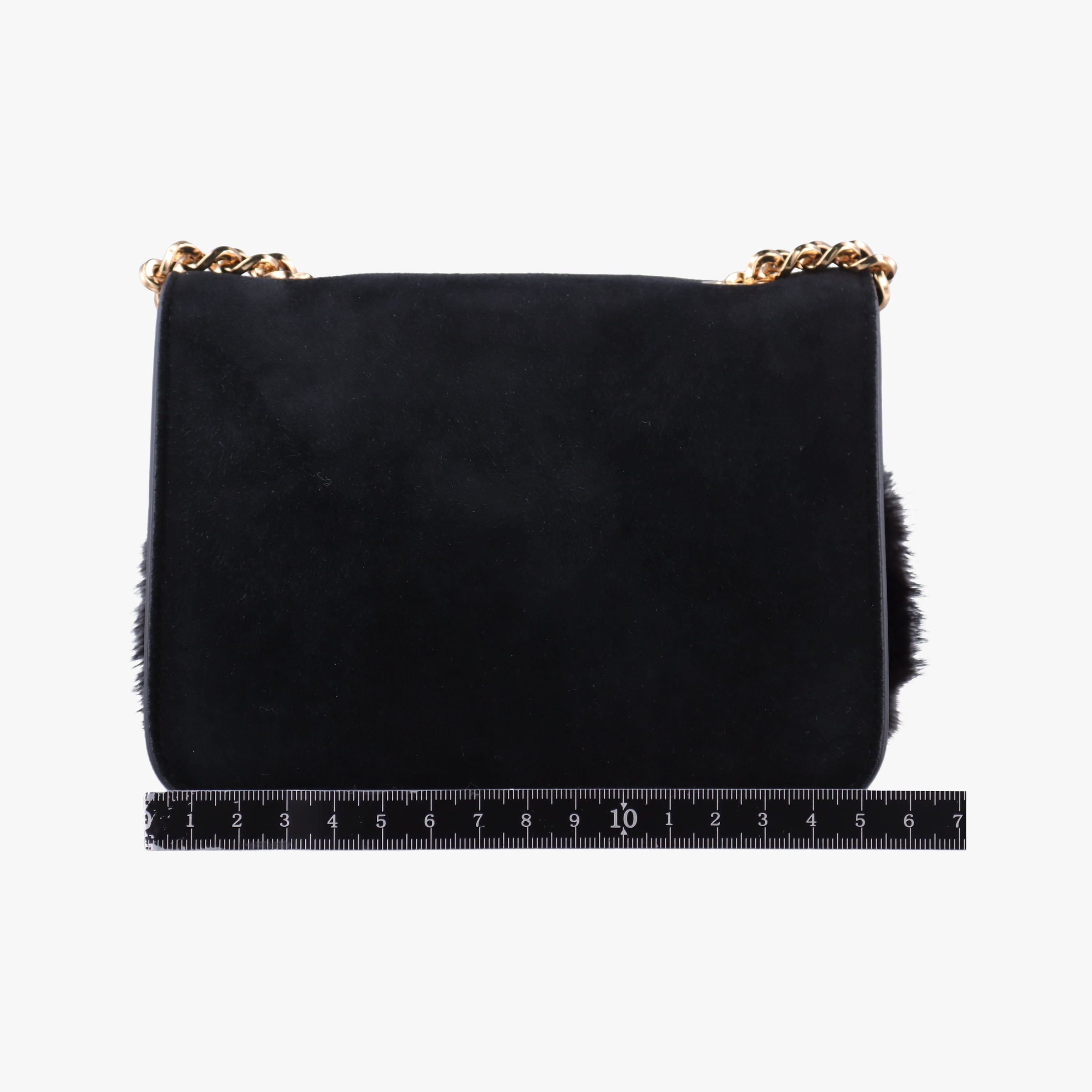 Pre-owned Ferragamo Vara Black Suede × Mink Fur  shoulderbag | stylenewstar