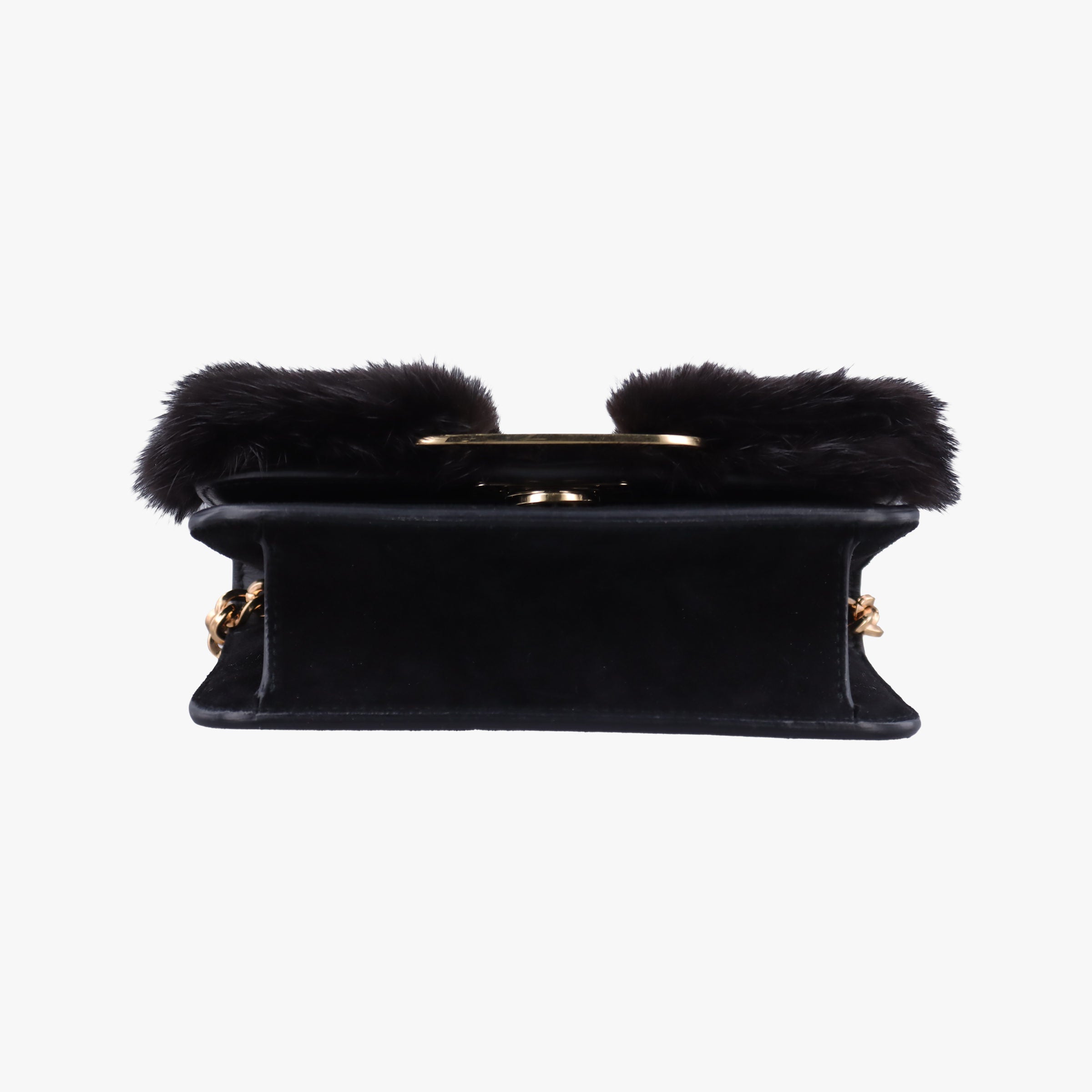 Pre-owned Ferragamo Vara Black Suede × Mink Fur  shoulderbag | stylenewstar