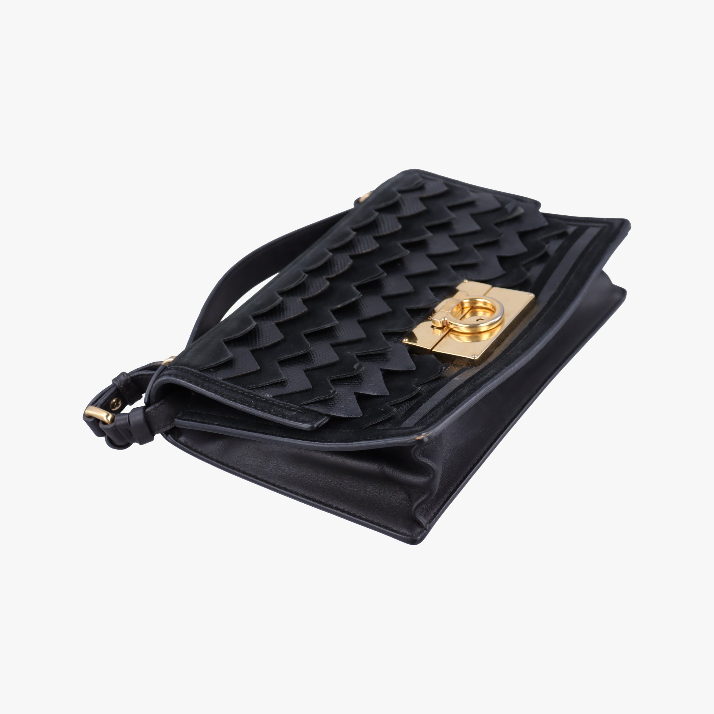 Pre-owned Ferragamo Gancini Black Leather×Suede  shoulderbag | stylenewstar