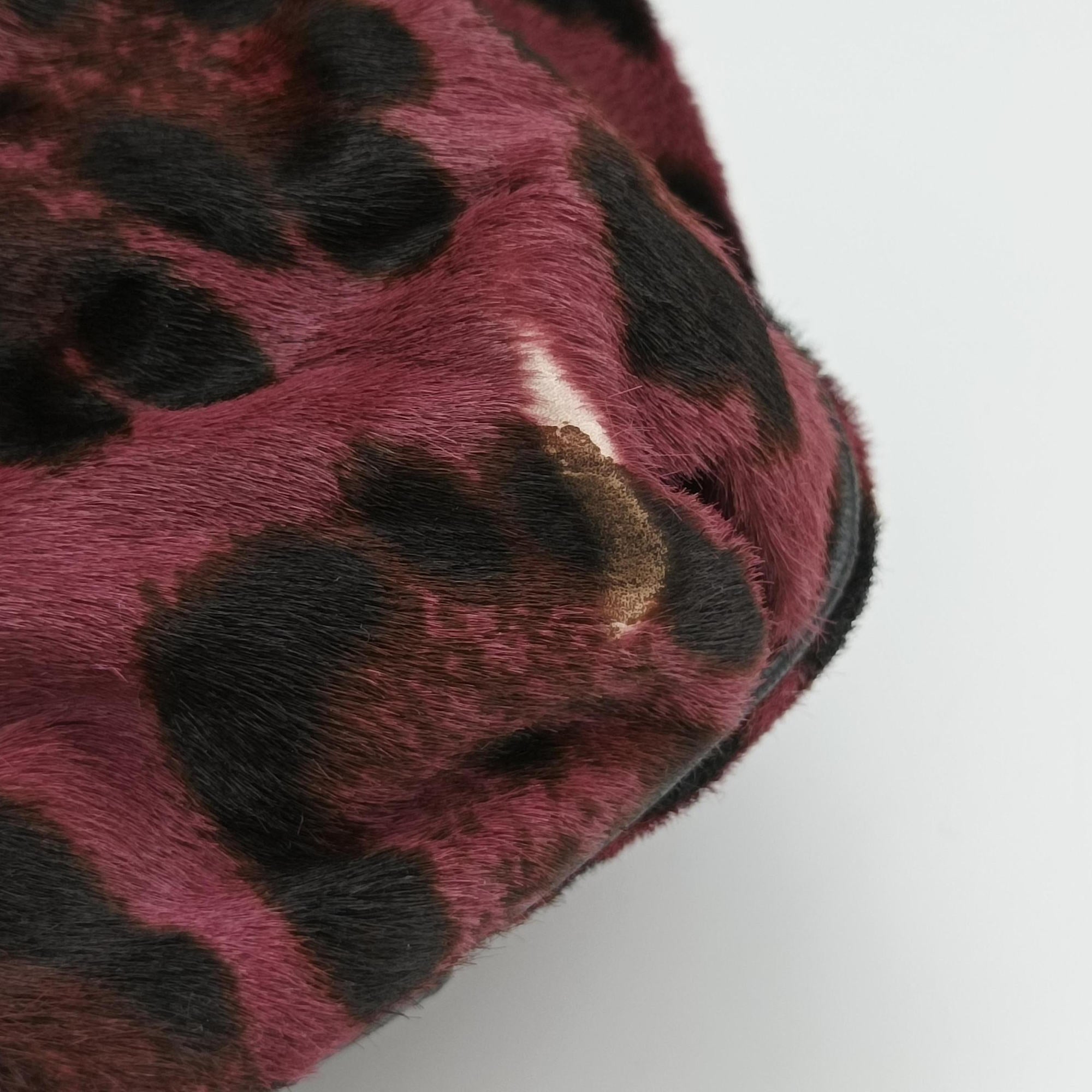 Pre-owned Dolce & Gabbana Leopard Print  Purple × Multicolour ponyhair  shoulderbag | stylenewstar
