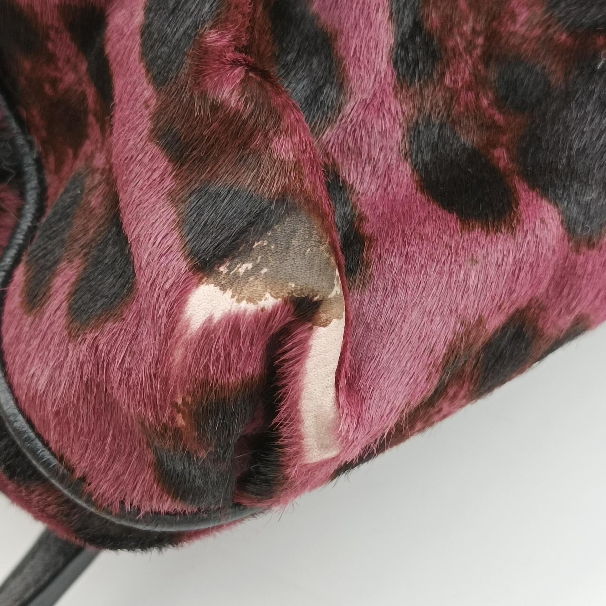 Pre-owned Dolce & Gabbana Leopard Print  Purple × Multicolour ponyhair  shoulderbag | stylenewstar