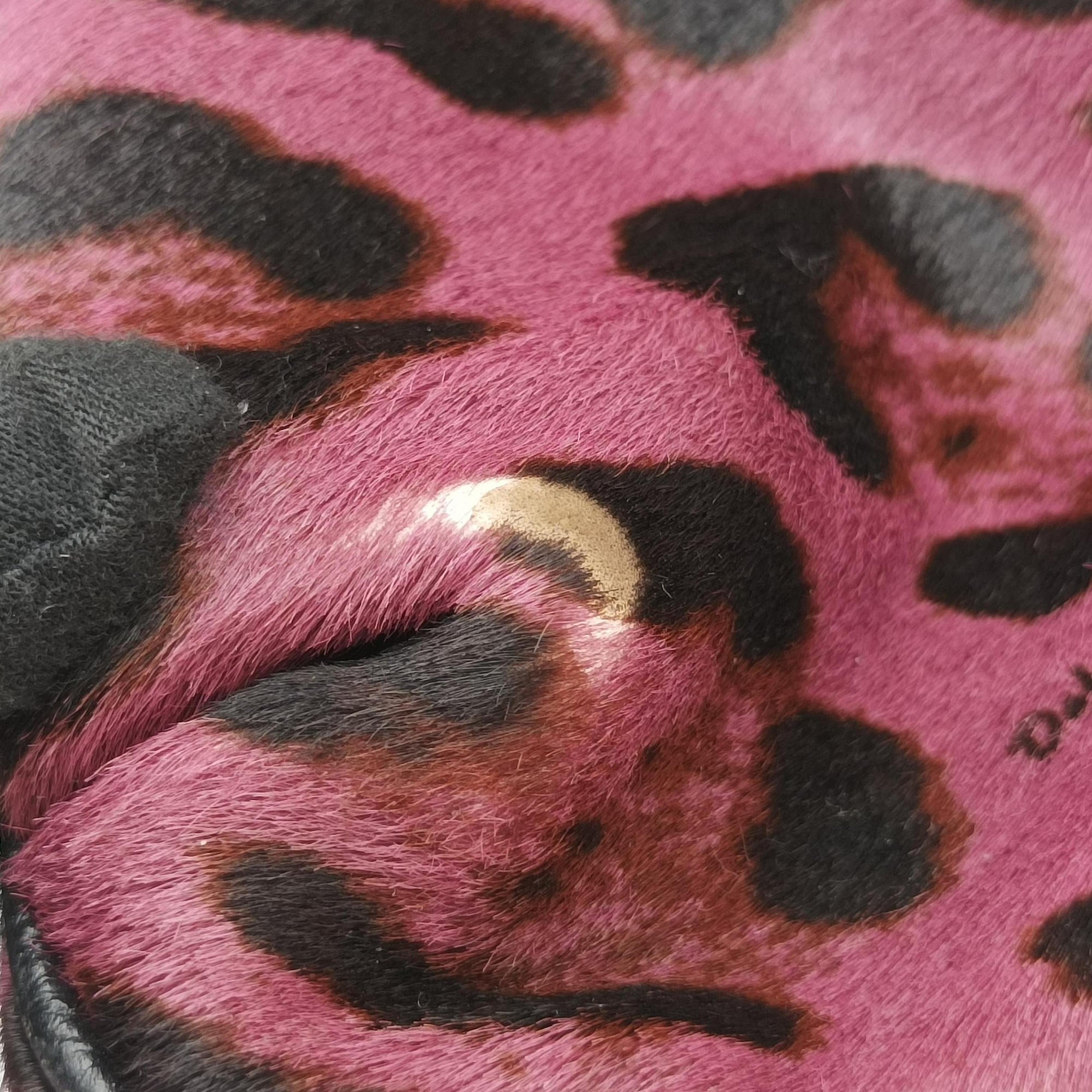 Pre-owned Dolce & Gabbana Leopard Print  Purple × Multicolour ponyhair  shoulderbag | stylenewstar