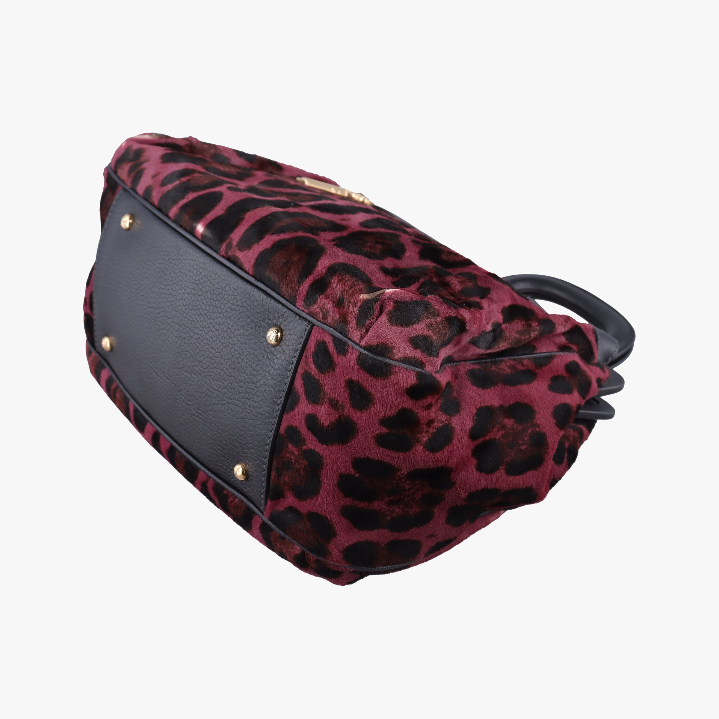 Pre-owned Dolce & Gabbana Leopard Print  Purple × Multicolour ponyhair  shoulderbag | stylenewstar