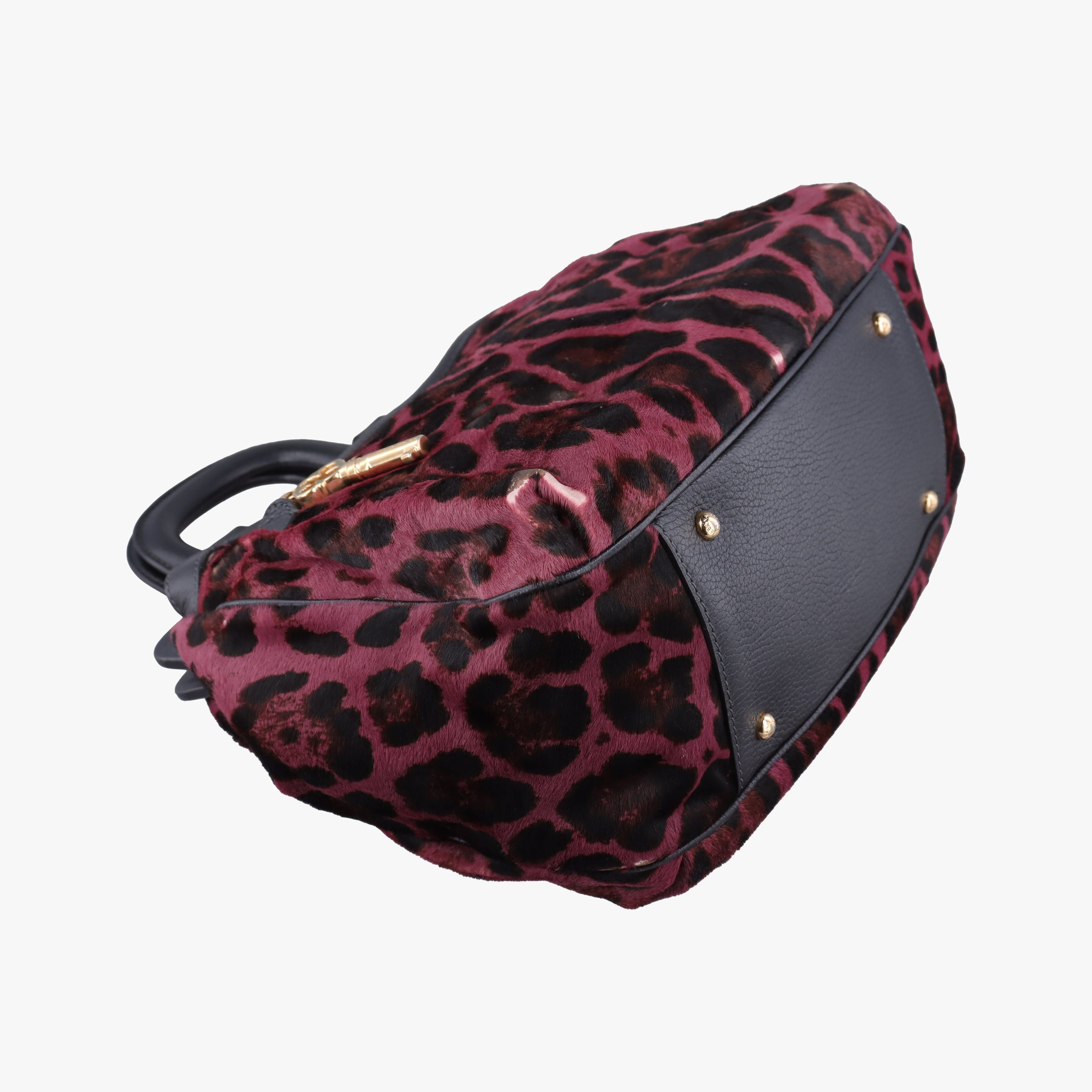 Pre-owned Dolce & Gabbana Leopard Print  Purple × Multicolour ponyhair  shoulderbag | stylenewstar