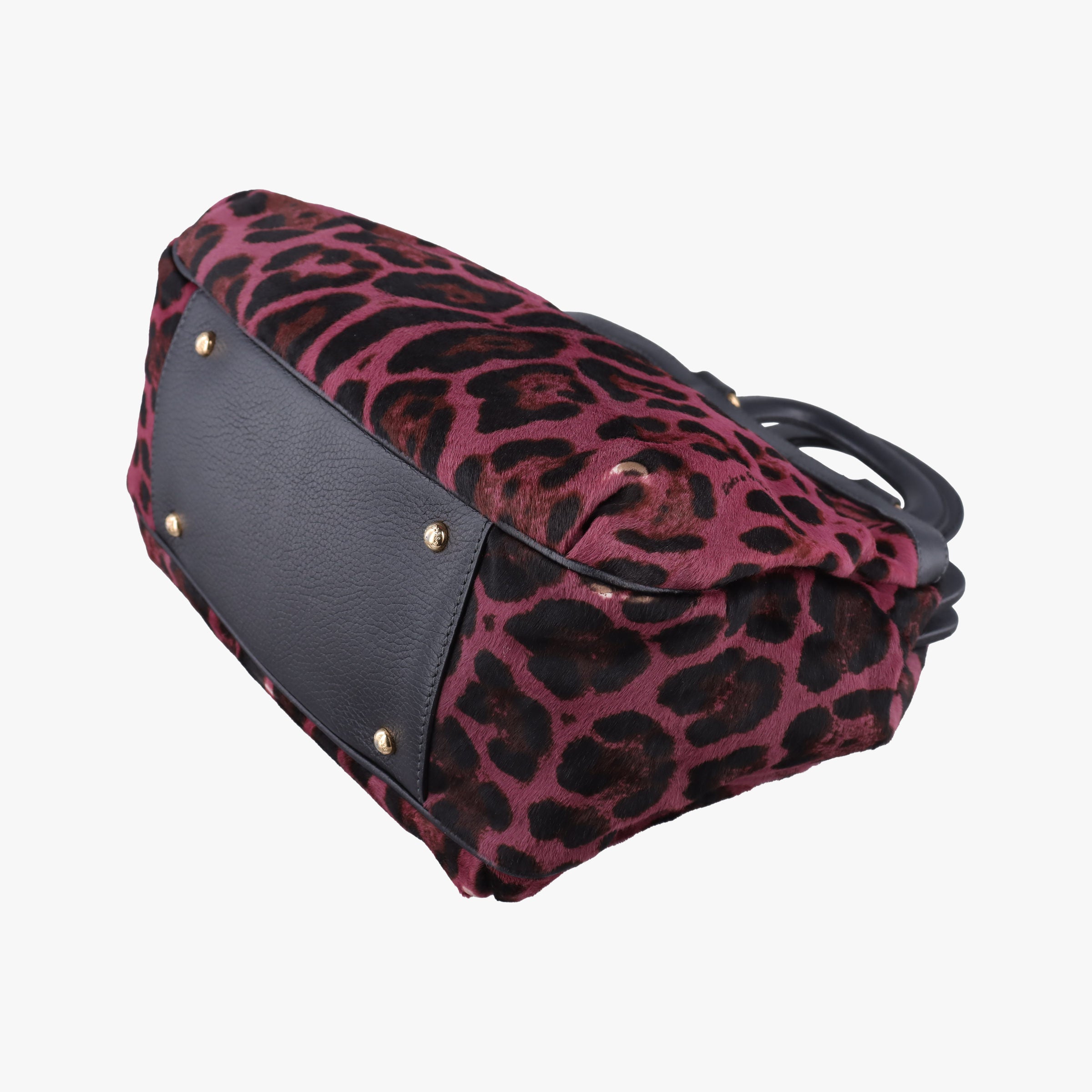 Pre-owned Dolce & Gabbana Leopard Print  Purple × Multicolour ponyhair  shoulderbag | stylenewstar