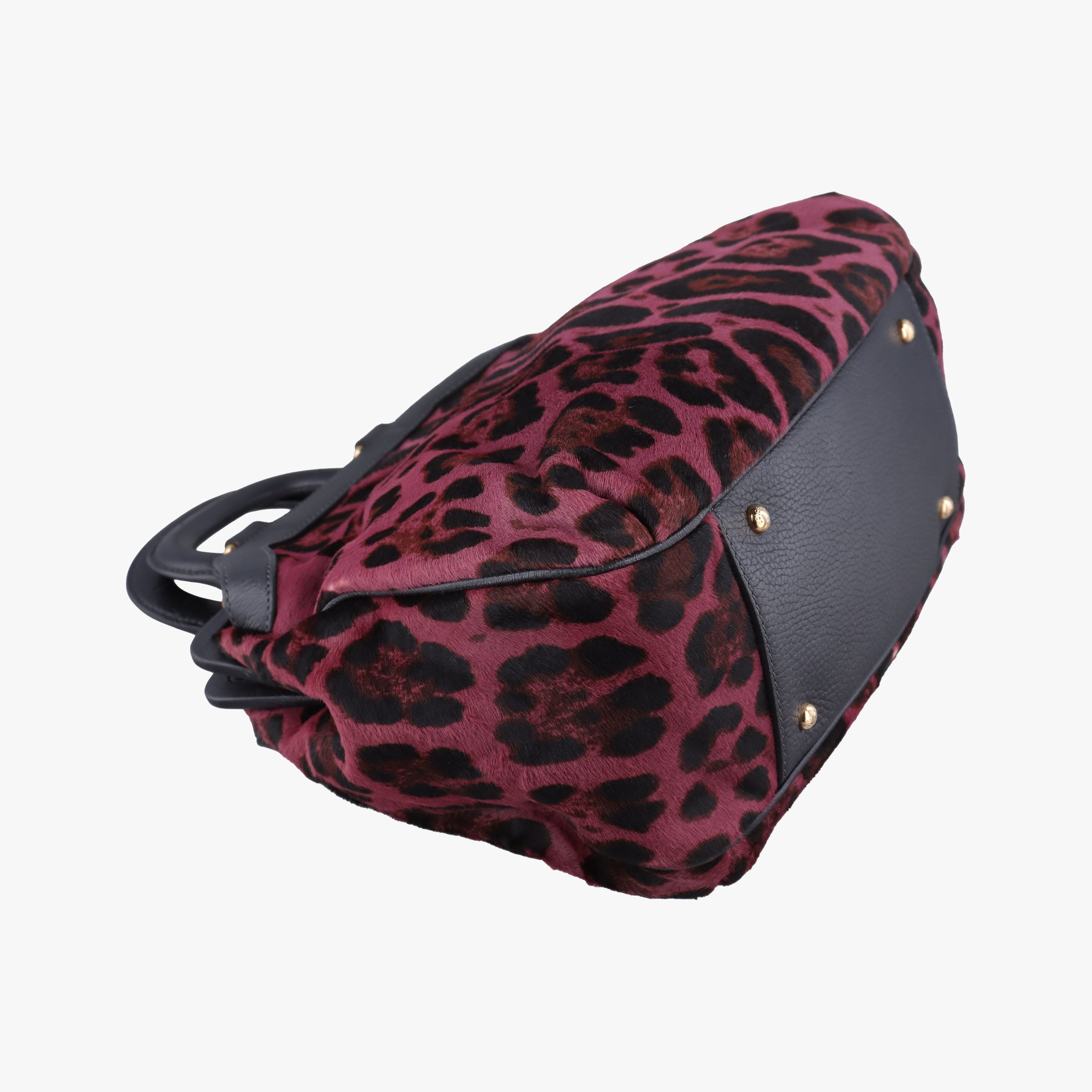 Pre-owned Dolce & Gabbana Leopard Print  Purple × Multicolour ponyhair  shoulderbag | stylenewstar