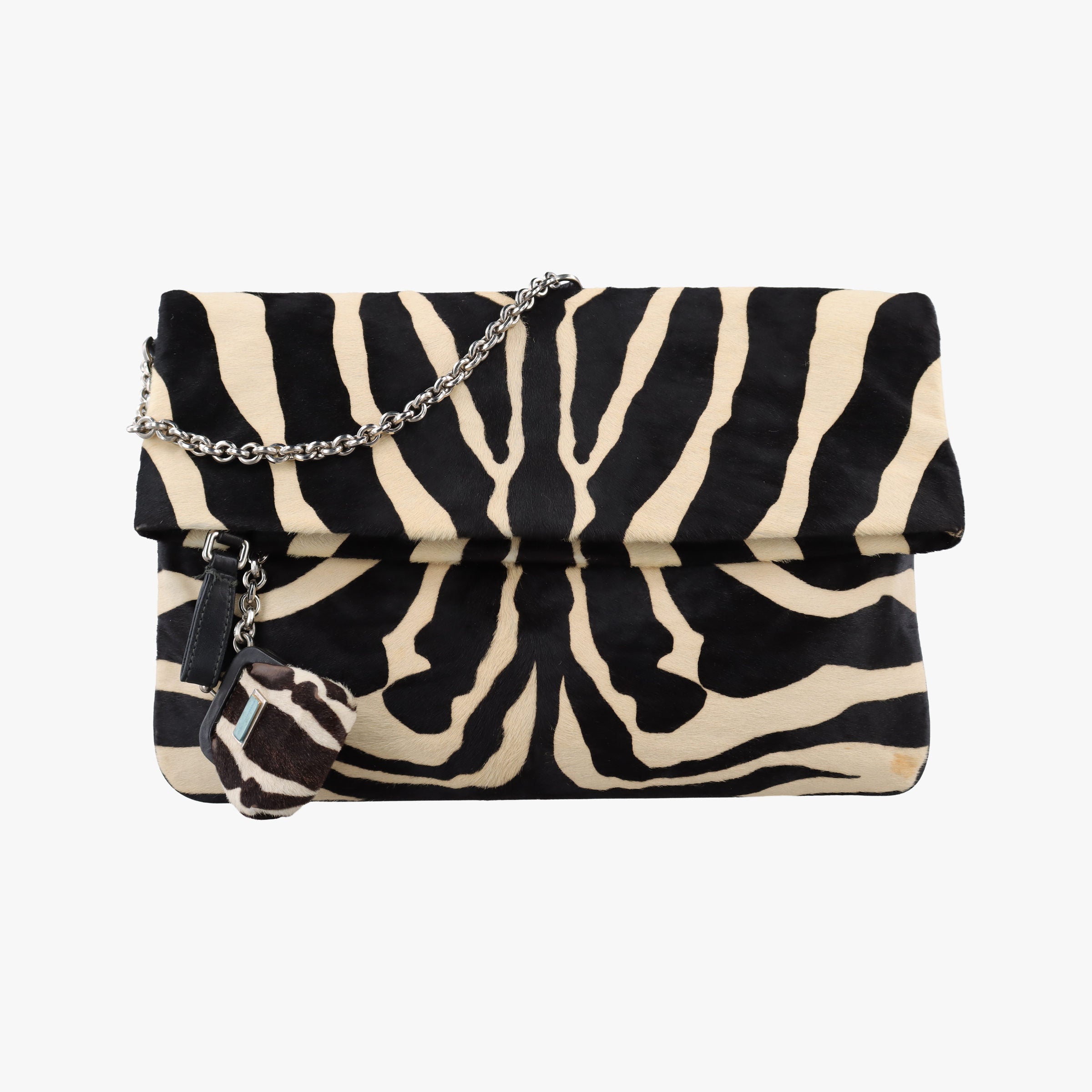 Pre-owned Dolce & Gabbana Zebra Print Black × White Ponyhair  shoulderbag | stylenewstar