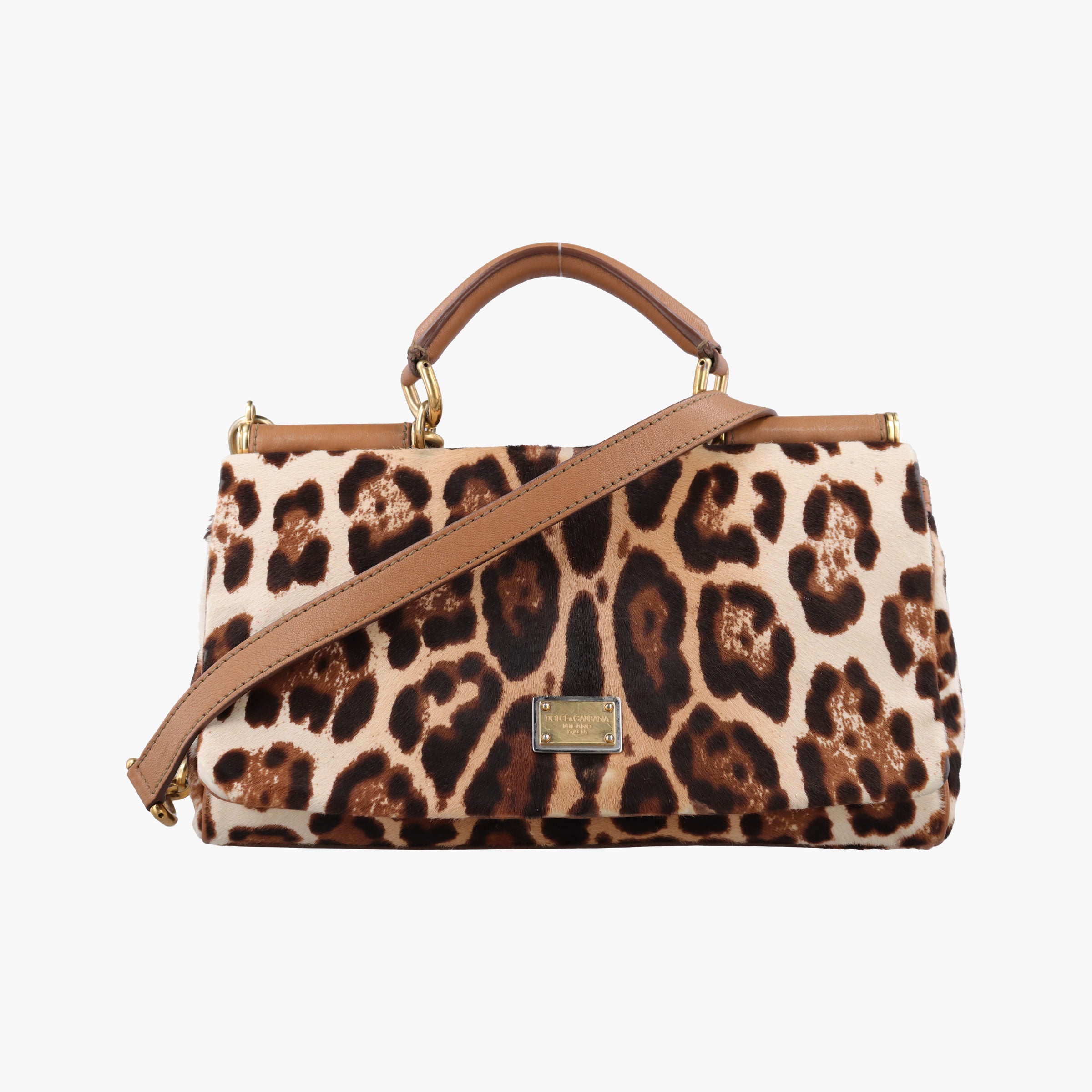 Pre-owned Dolce & Gabbana SICILY Leopard Multicolour ponyhair  shoulderbag | stylenewstar