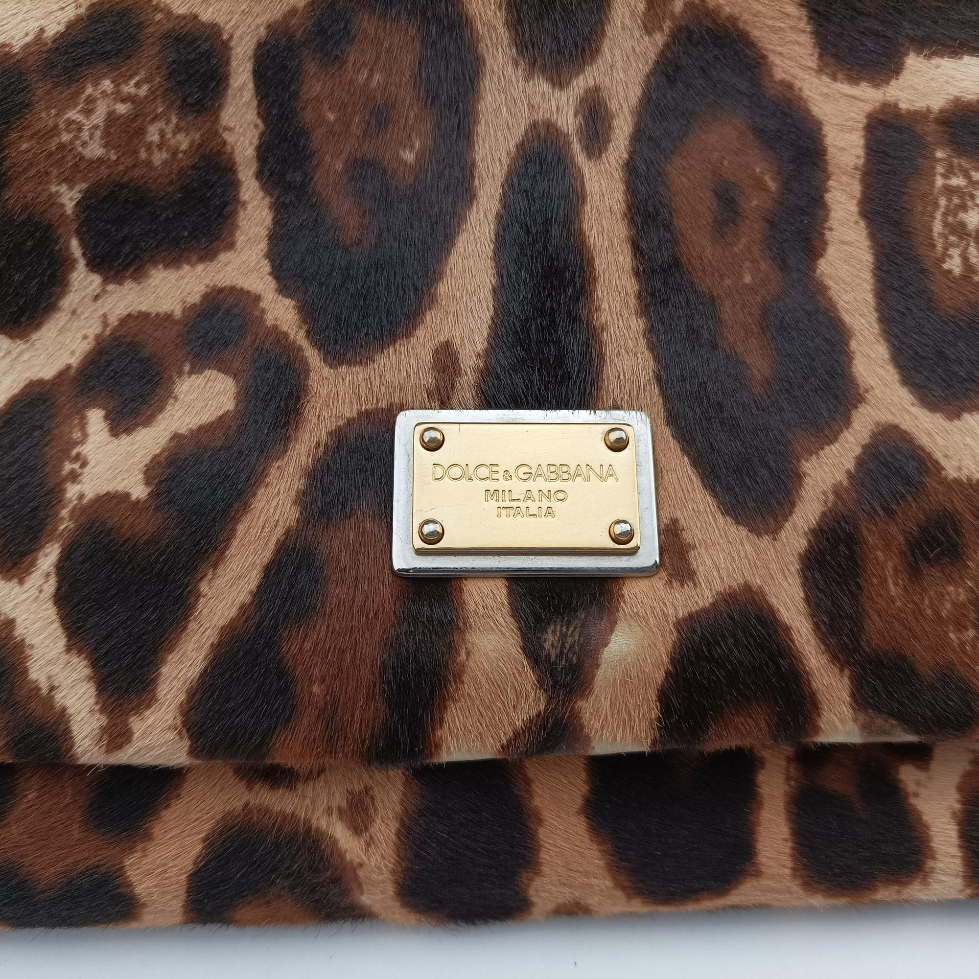 Pre-owned Dolce & Gabbana SICILY Leopard Multicolour ponyhair  shoulderbag | stylenewstar