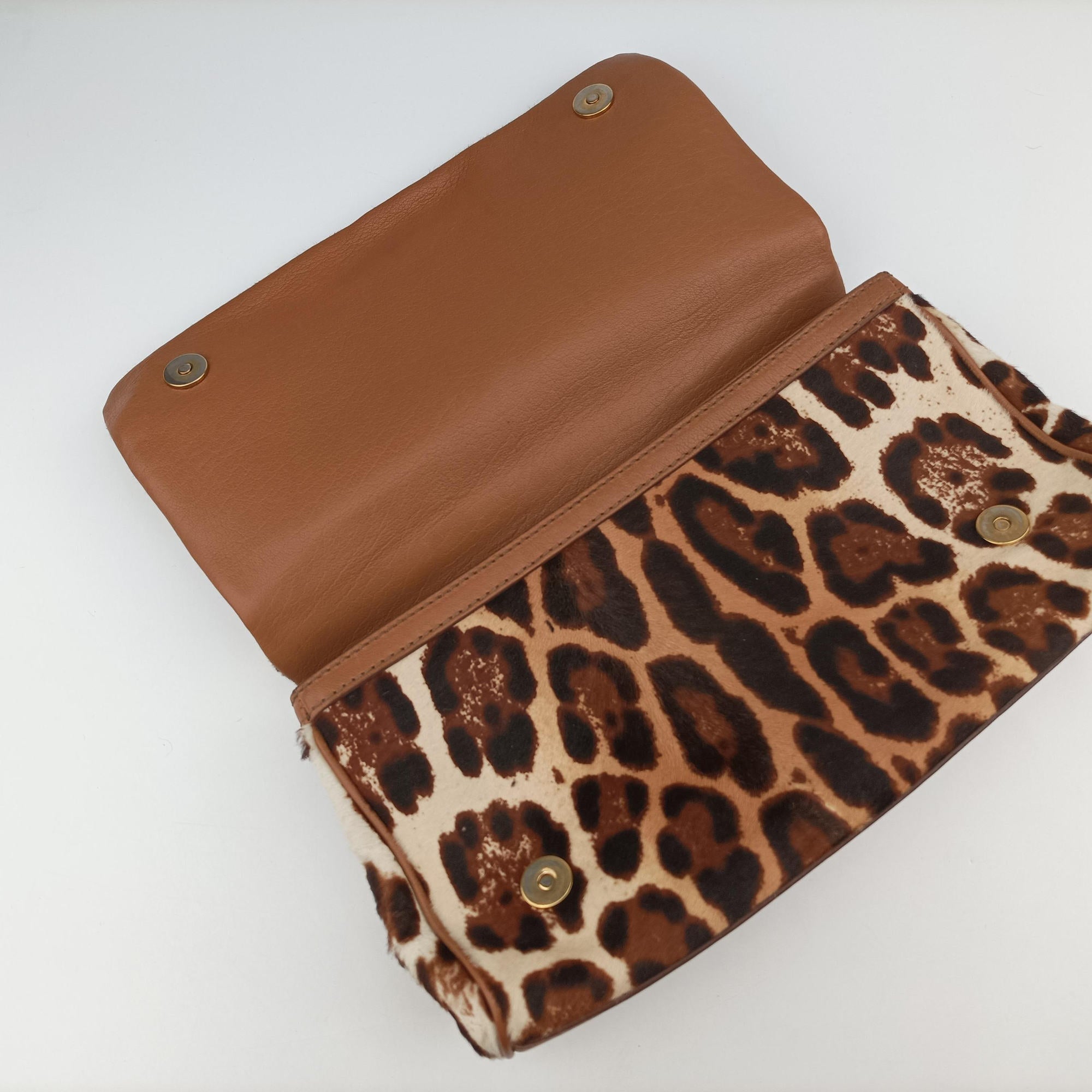 Pre-owned Dolce & Gabbana SICILY Leopard Multicolour ponyhair  shoulderbag | stylenewstar