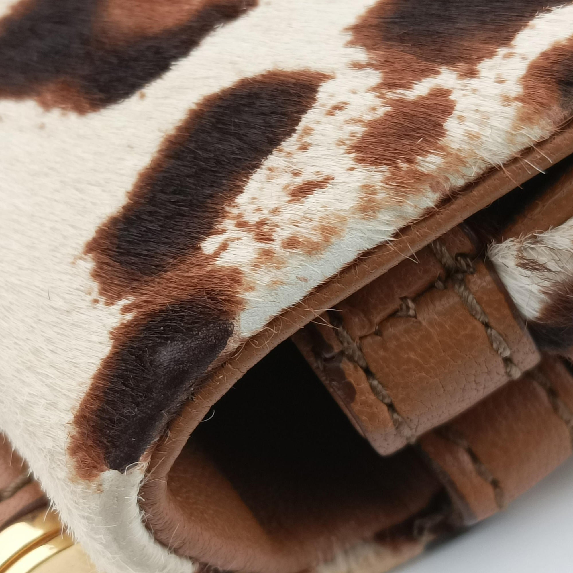 Pre-owned Dolce & Gabbana SICILY Leopard Multicolour ponyhair  shoulderbag | stylenewstar
