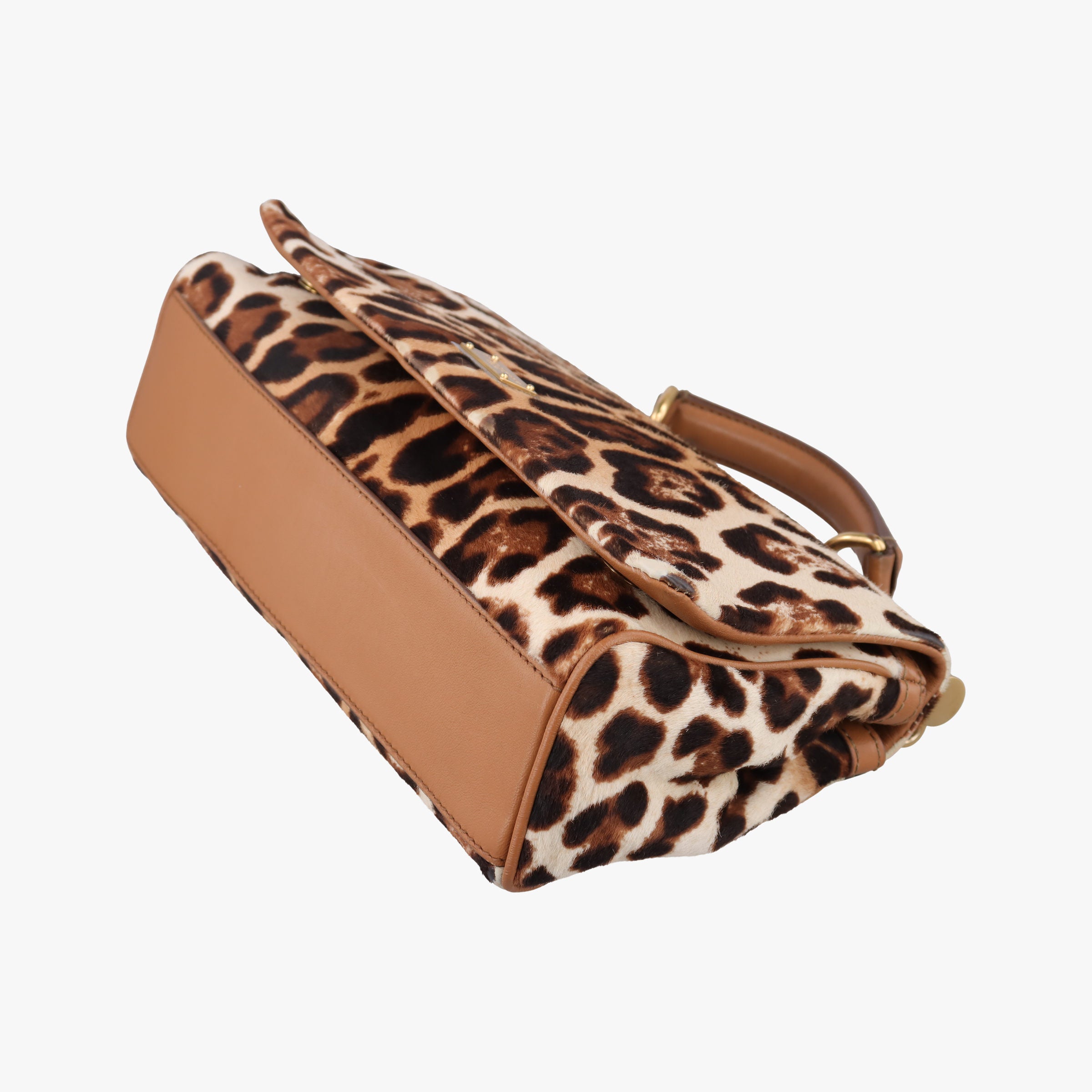 Pre-owned Dolce & Gabbana SICILY Leopard Multicolour ponyhair  shoulderbag | stylenewstar