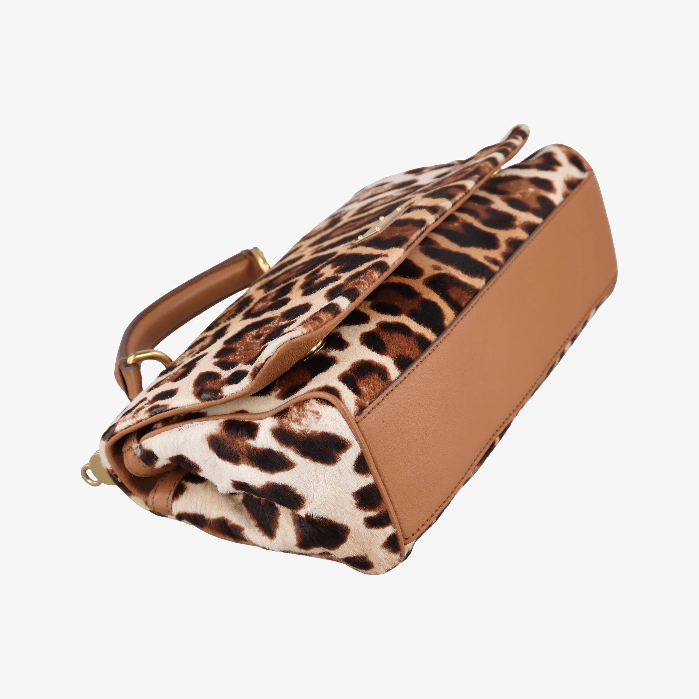 Pre-owned Dolce & Gabbana SICILY Leopard Multicolour ponyhair  shoulderbag | stylenewstar