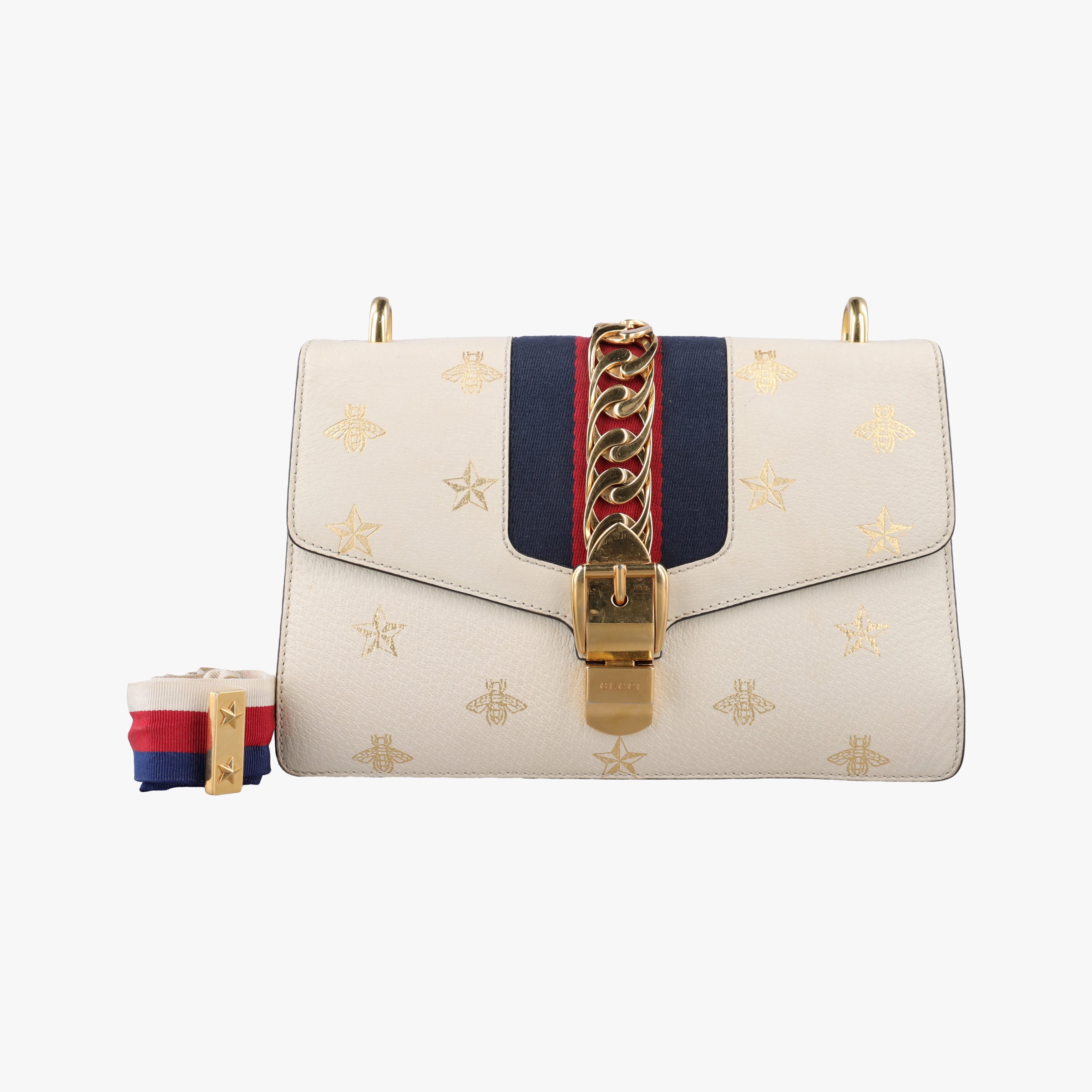 Vintage Gucci Sylvie Ivory×Navy×Red Leather 524405 shoulderbag | stylenewstar