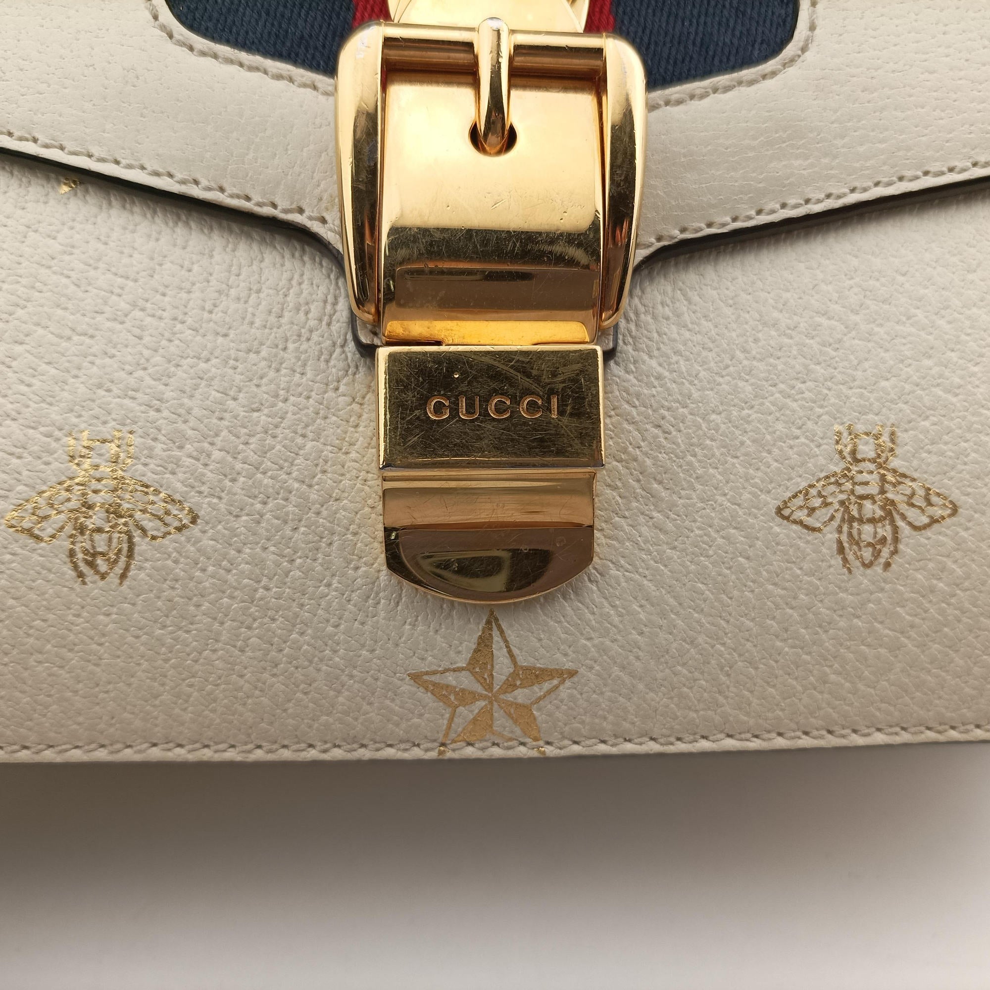 Vintage Gucci Sylvie Ivory×Navy×Red Leather 524405 shoulderbag | stylenewstar