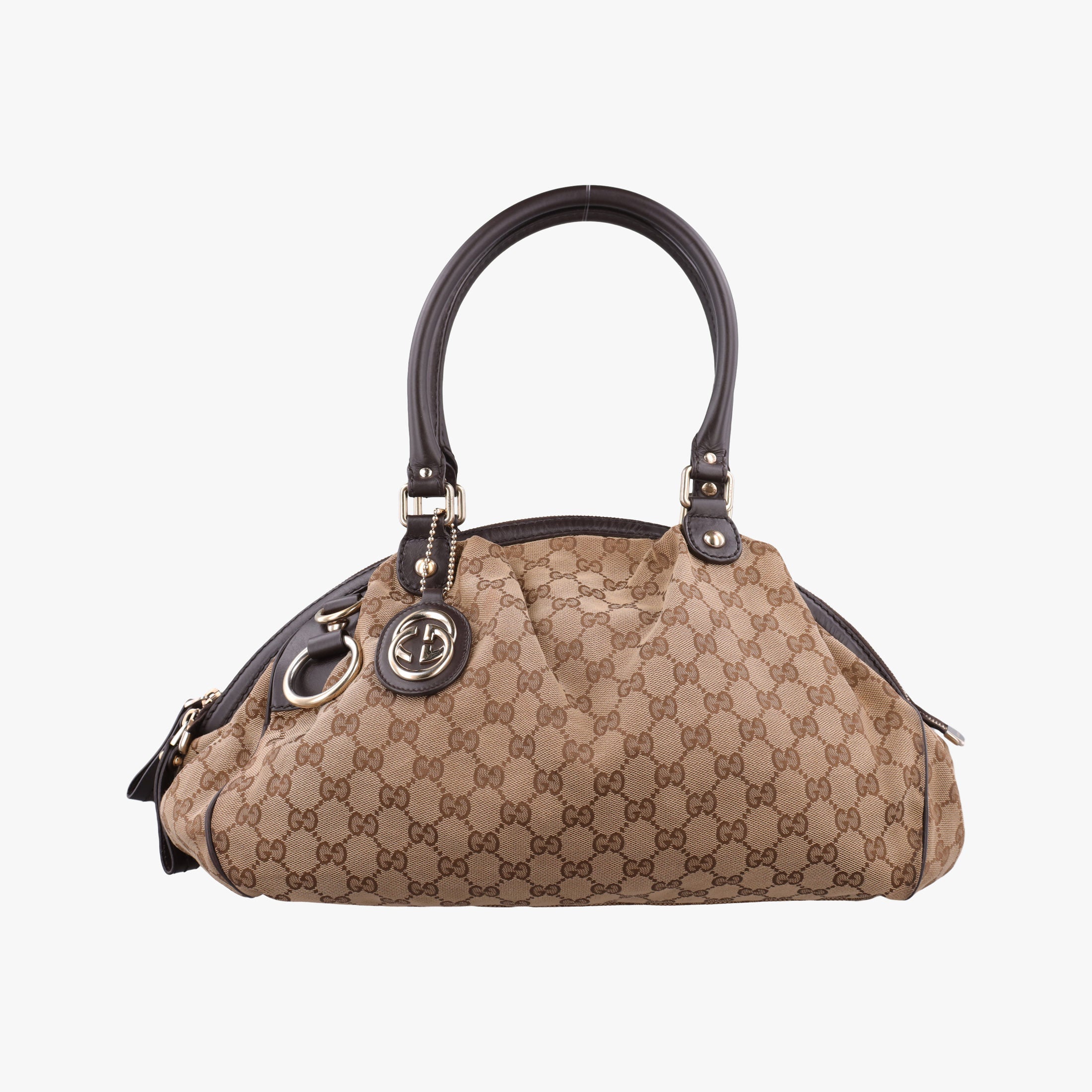 Pre-owned Gucci Sukey GUCCISSIMA Beige×Brown canvas 223974 handbag | stylenewstar