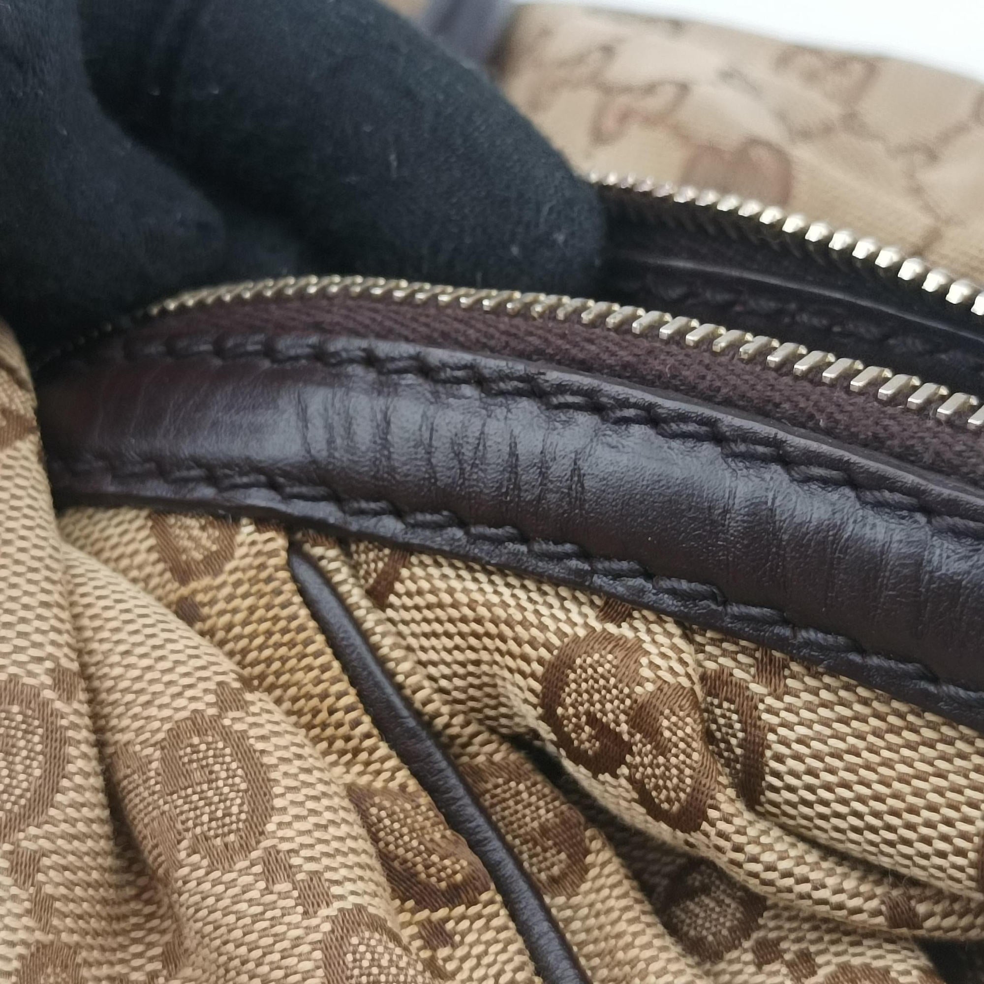 Pre-owned Gucci Sukey GUCCISSIMA Beige×Brown canvas 223974 handbag | stylenewstar