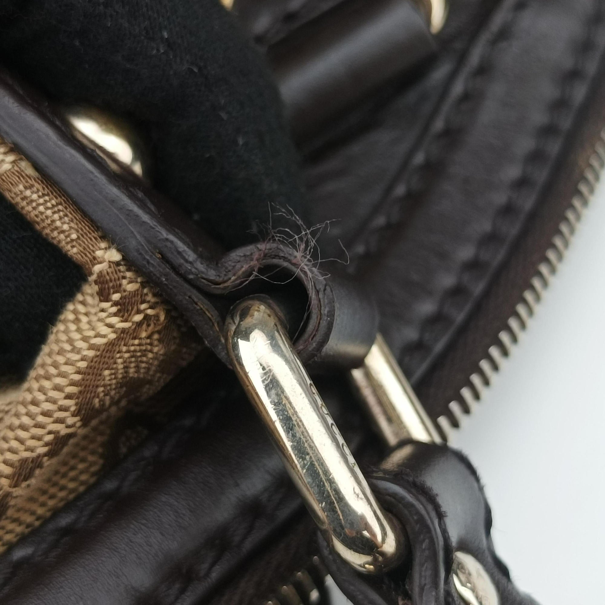 Pre-owned Gucci Sukey GUCCISSIMA Beige×Brown canvas 223974 handbag | stylenewstar