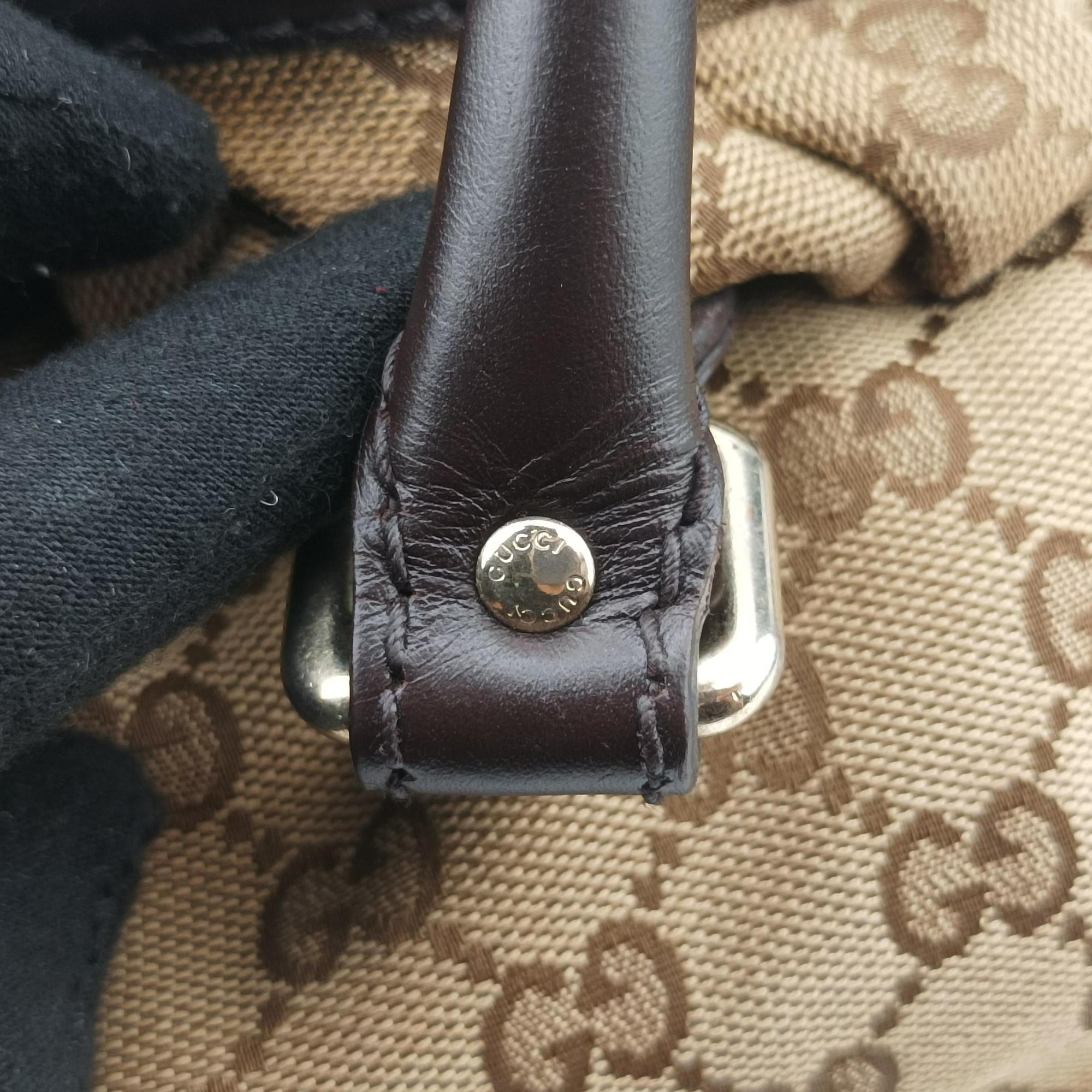 Pre-owned Gucci Sukey GUCCISSIMA Beige×Brown canvas 223974 handbag | stylenewstar