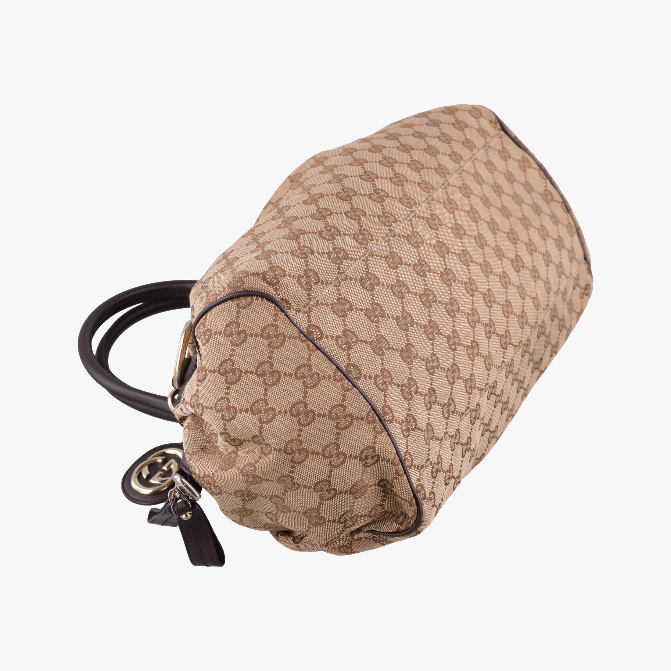 Pre-owned Gucci Sukey GUCCISSIMA Beige×Brown canvas 223974 handbag | stylenewstar
