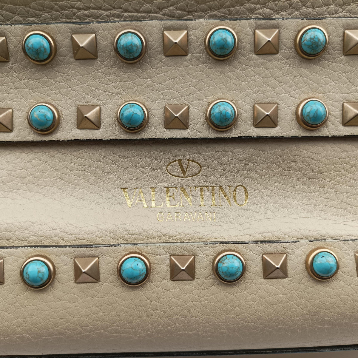 Pre-owned Valentino My Rockstud Rolling Flap Top Handle White Leather  shoulderbag | stylenewstar