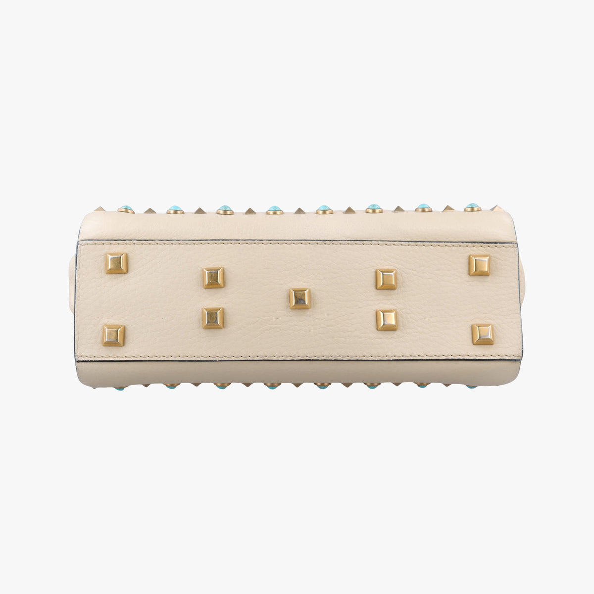 Pre-owned Valentino My Rockstud Rolling Flap Top Handle White Leather  shoulderbag | stylenewstar