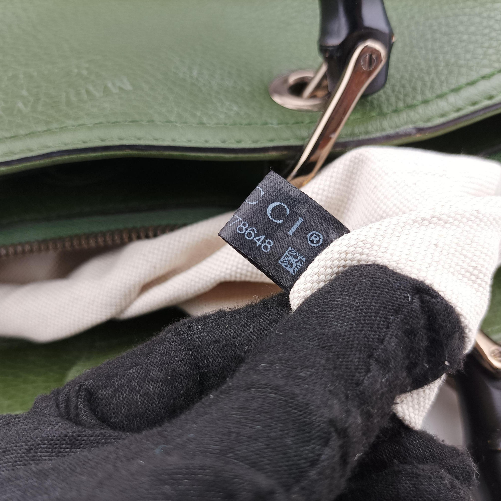 Pre-owned Gucci Bamboo Shopper Green Leather 323660 shoulderbag | stylenewstar