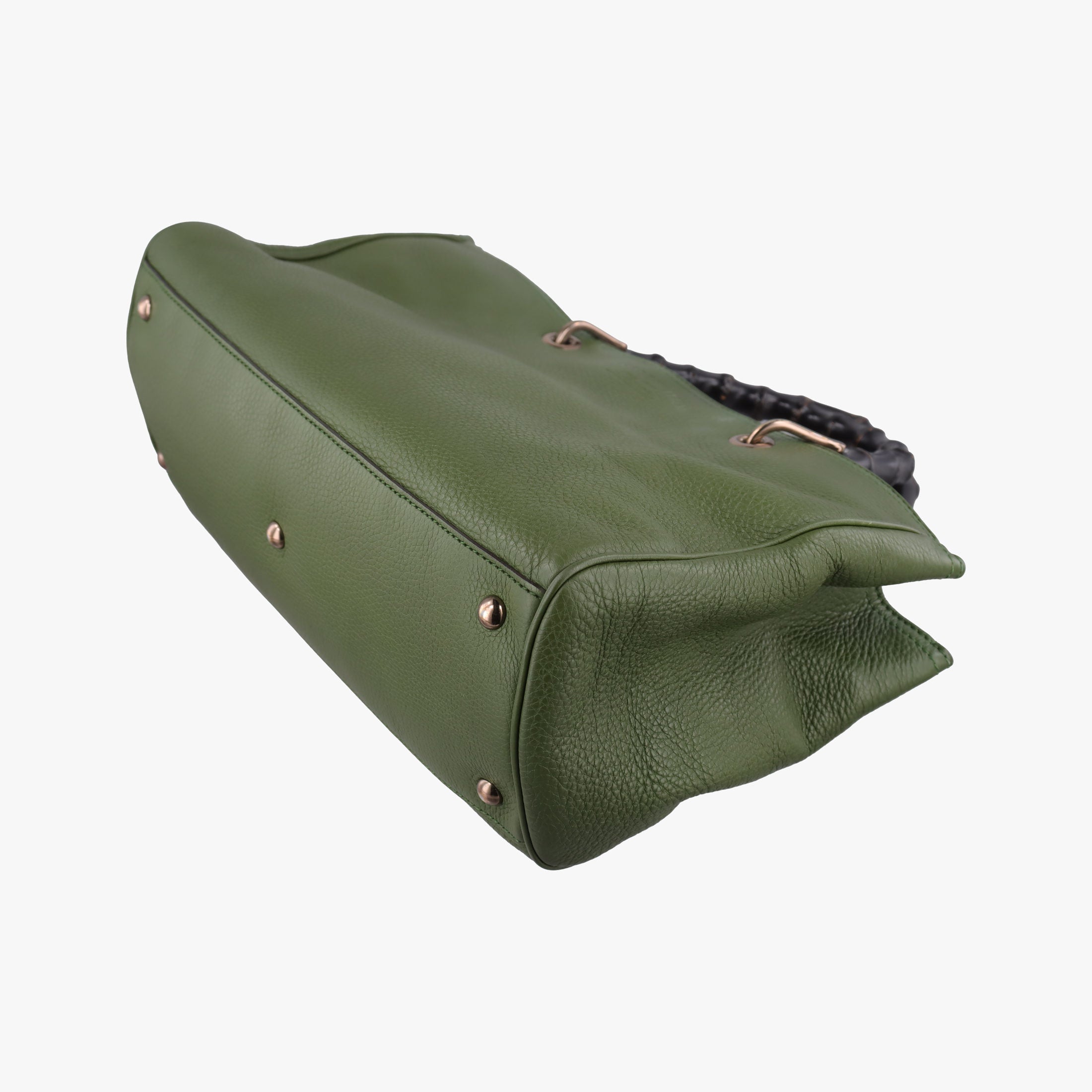 Pre-owned Gucci Bamboo Shopper Green Leather 323660 shoulderbag | stylenewstar