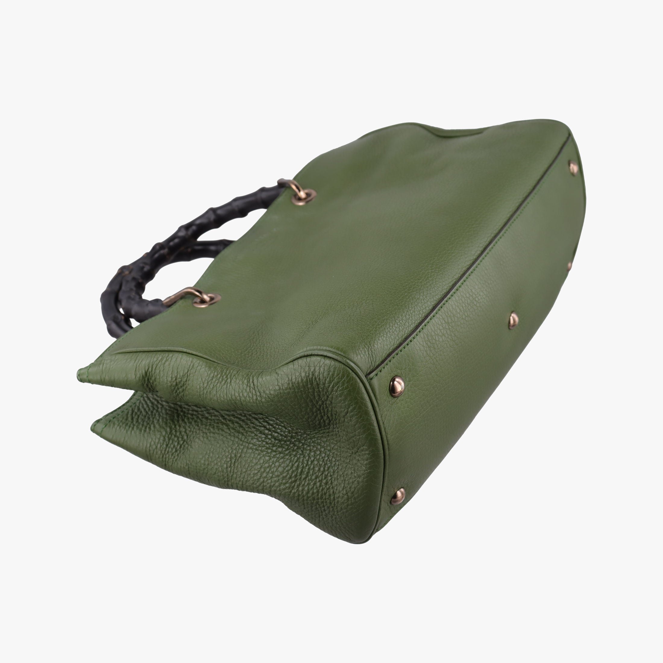 Pre-owned Gucci Bamboo Shopper Green Leather 323660 shoulderbag | stylenewstar